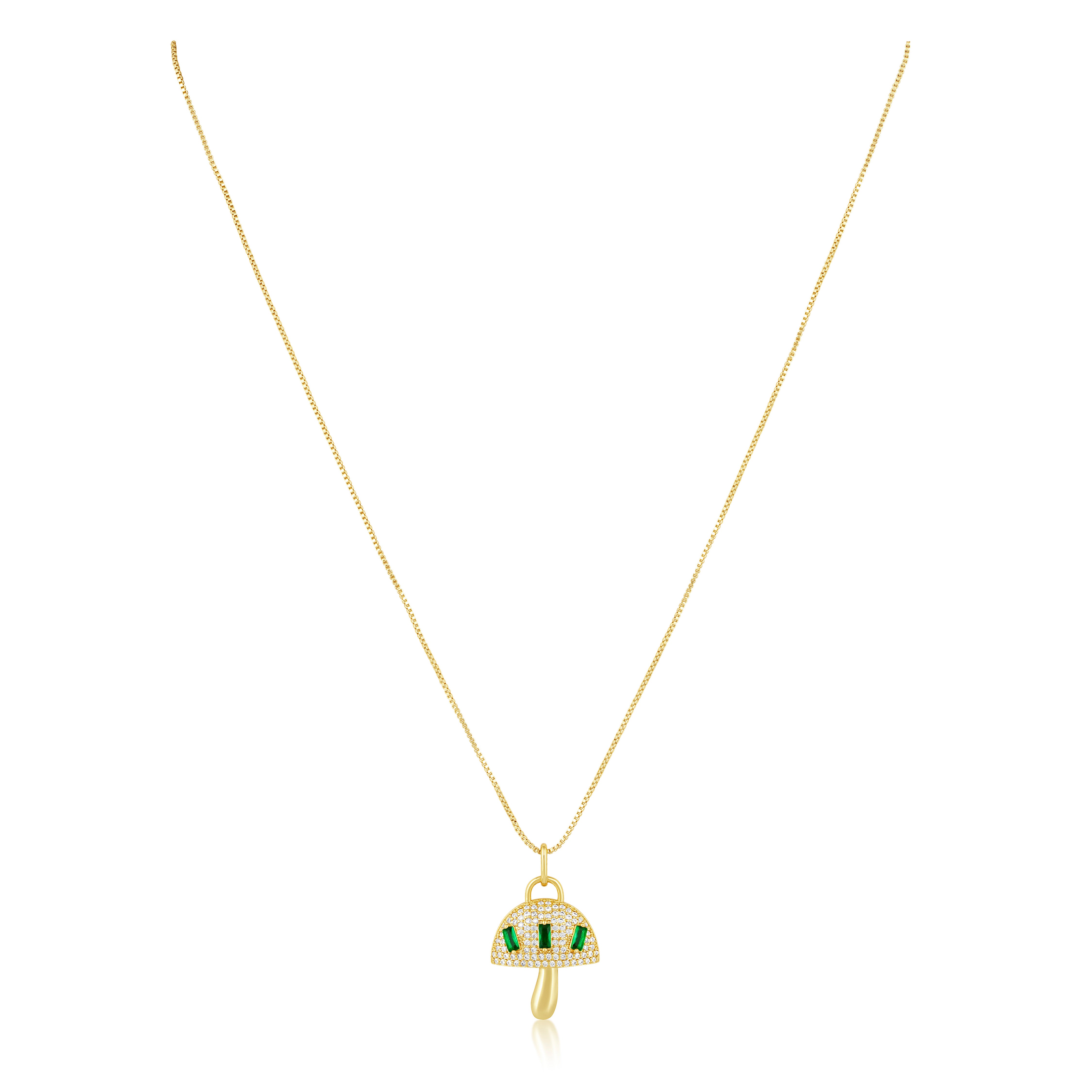 Alice Emerald Mushroom Pendant Necklace