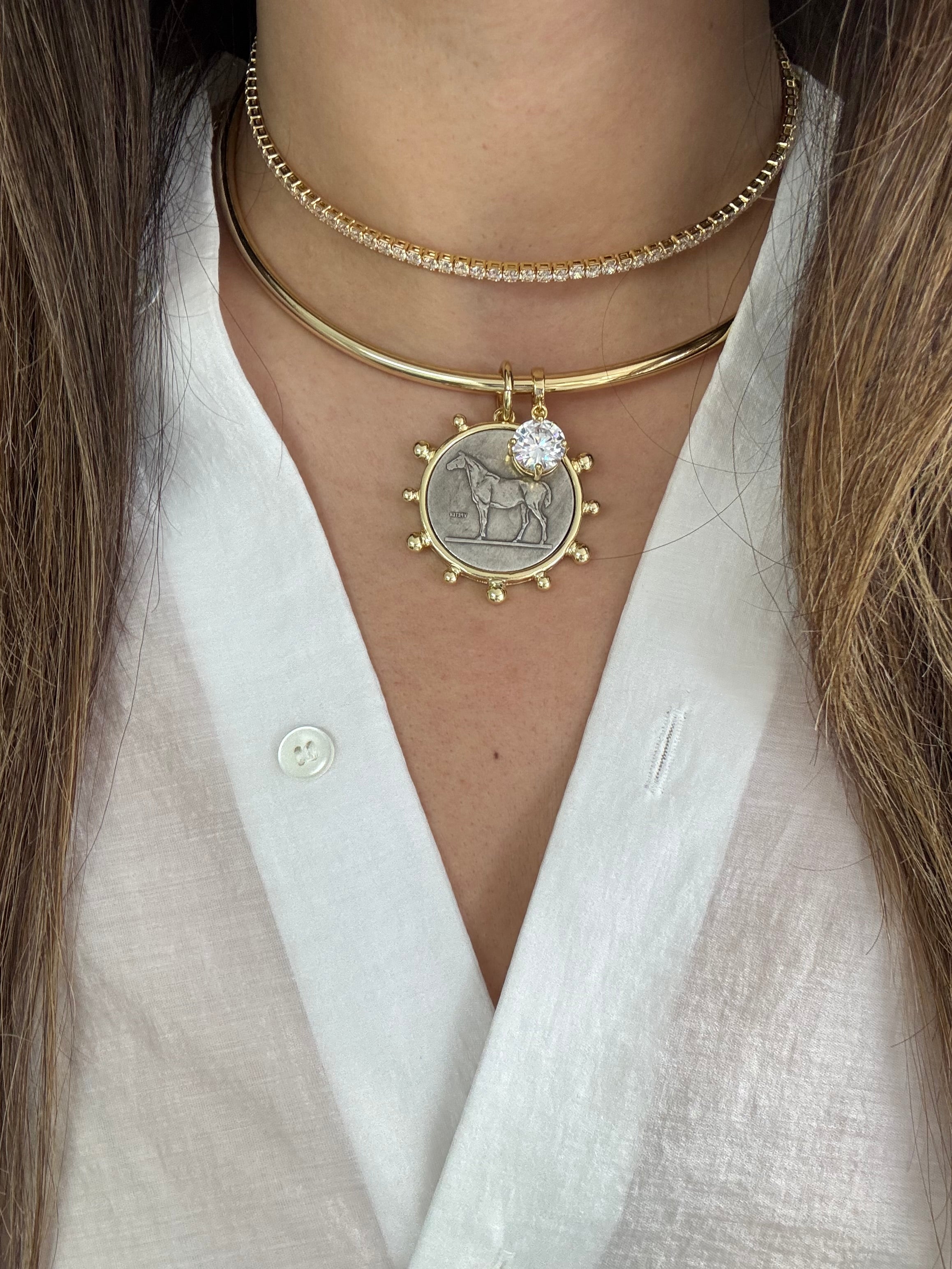 Horse Coin Necklace Cuff