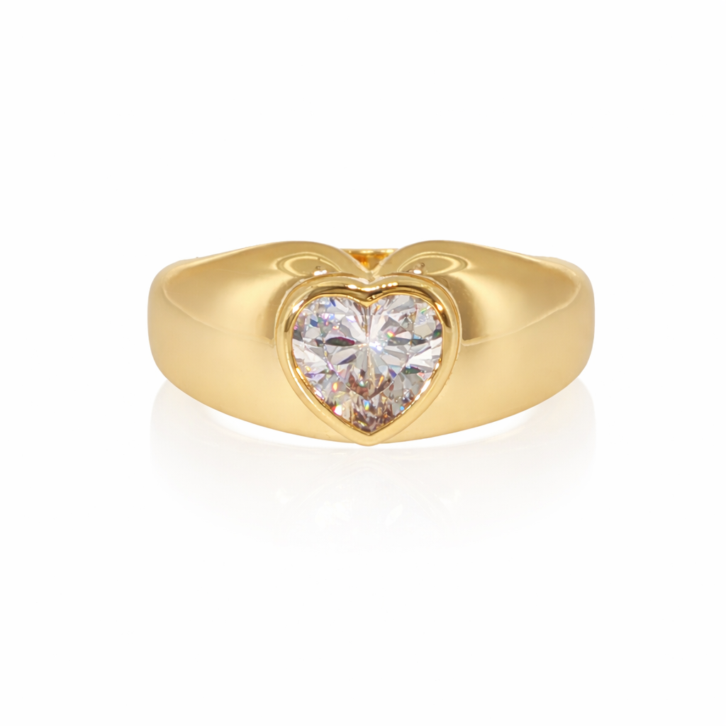 Bezel Heart Pinky Ring