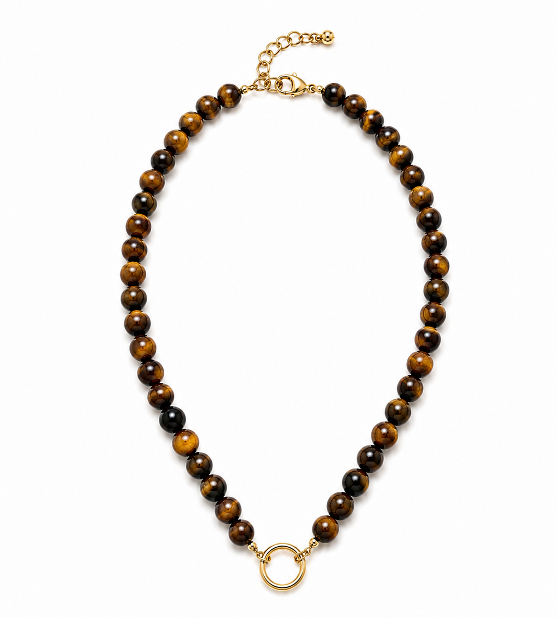Tiger Eye Beaded Toggle Necklace