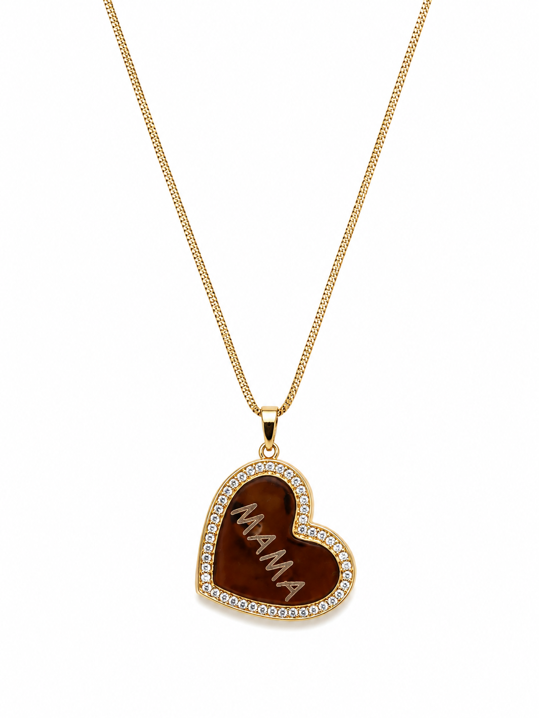 Mama Pave Heart Necklace