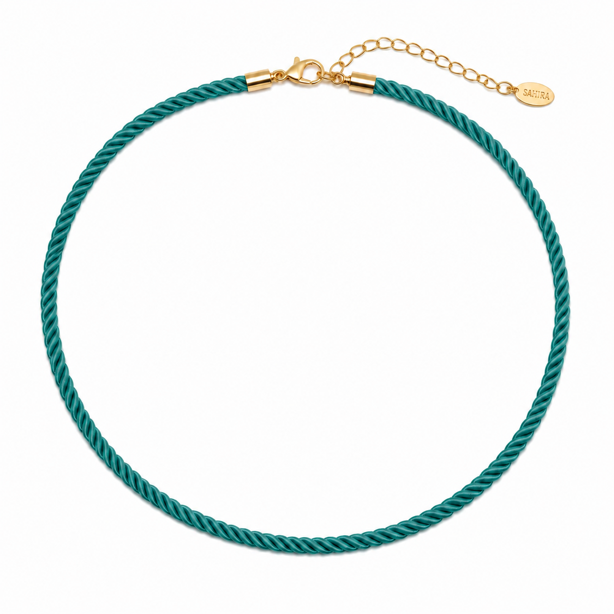 Teal Rope Cord Necklace