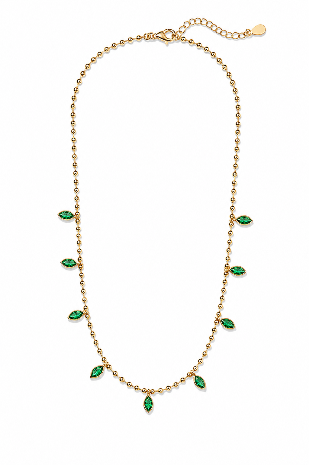 Beaded Emerald Marquise Necklace