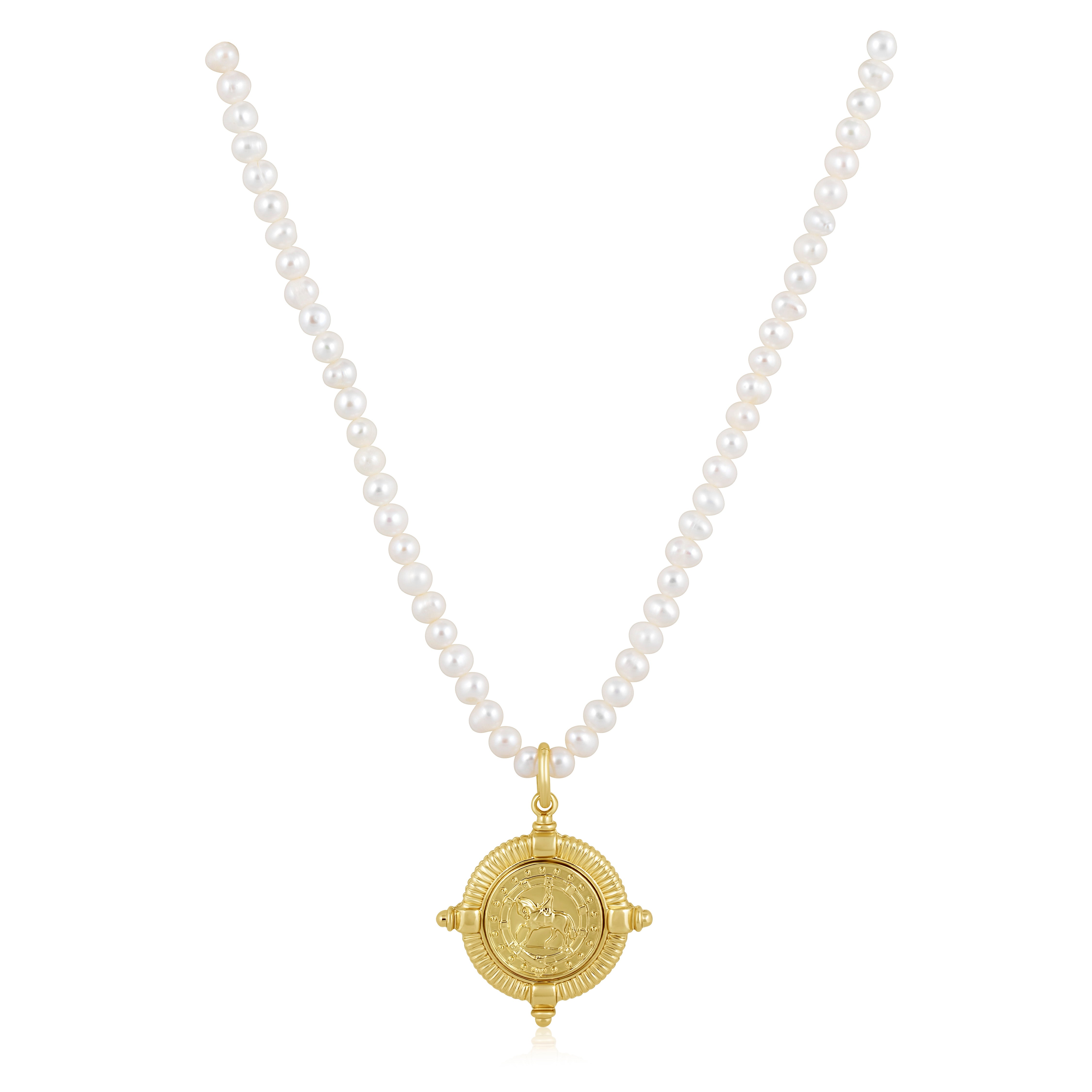 Gold Compass Pearl Necklace