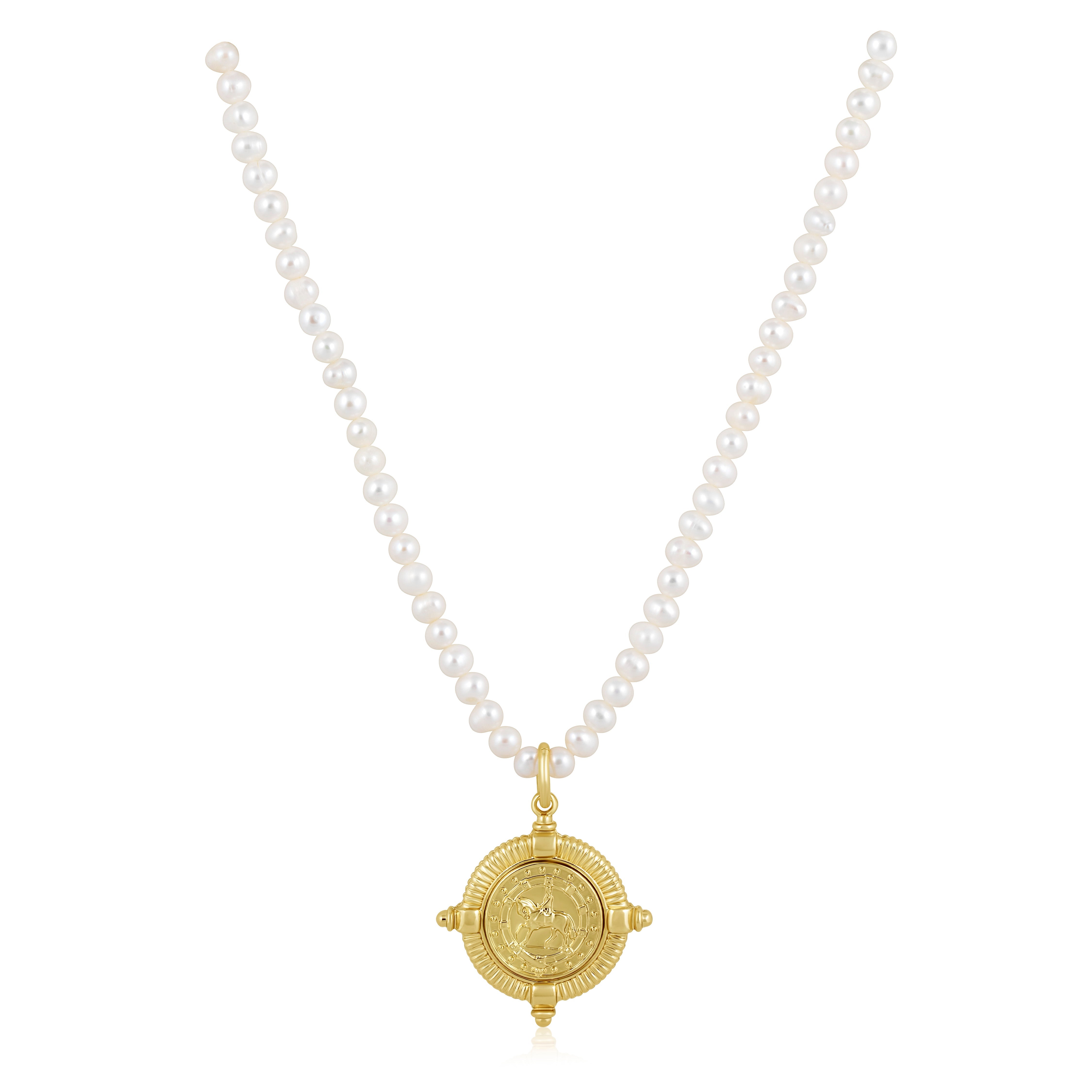 Gold Compass Pearl Necklace