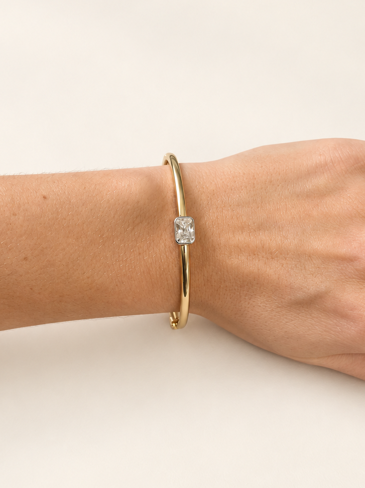 Penelope Emerald Bezel Bangle