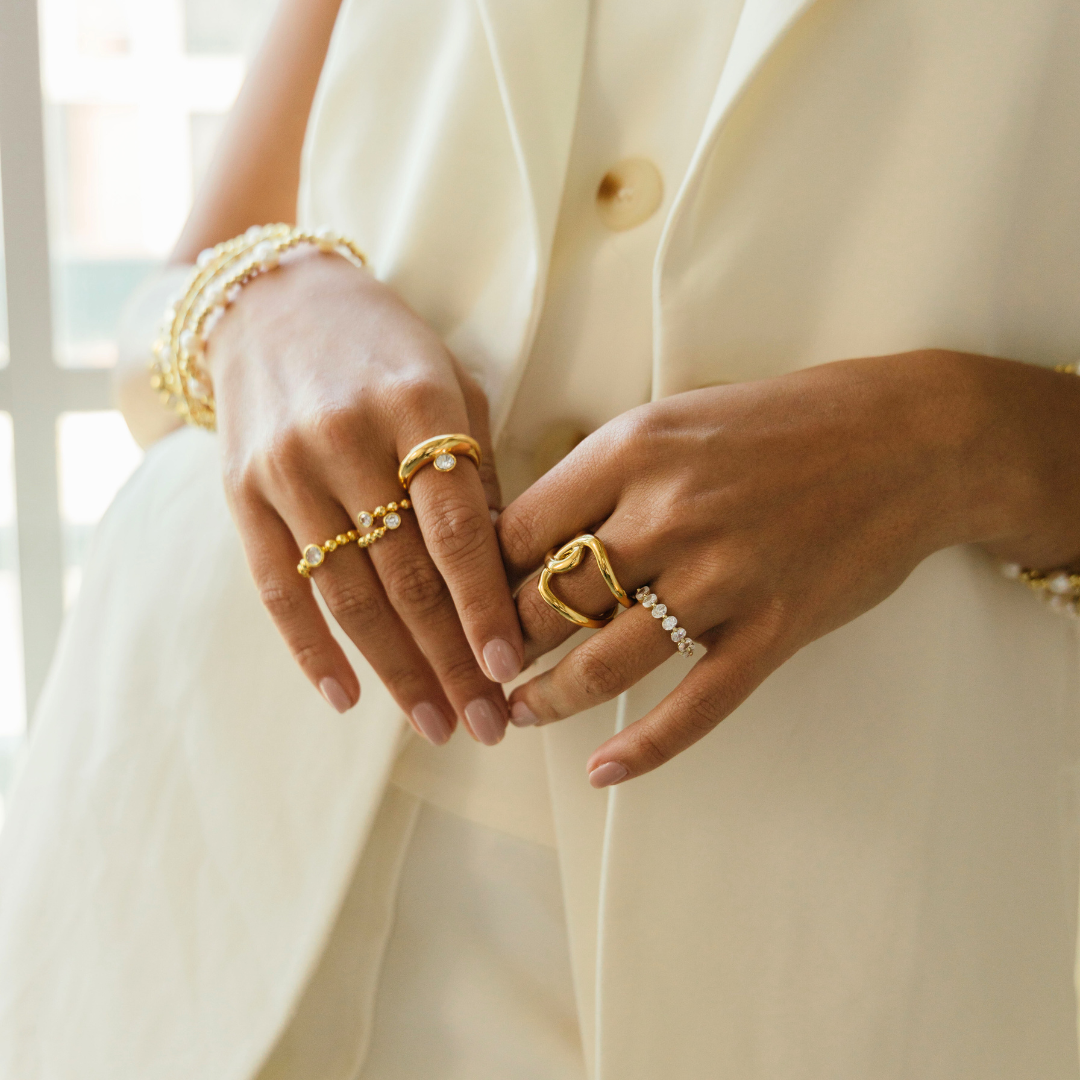 Skylar Bezel Beaded Ring