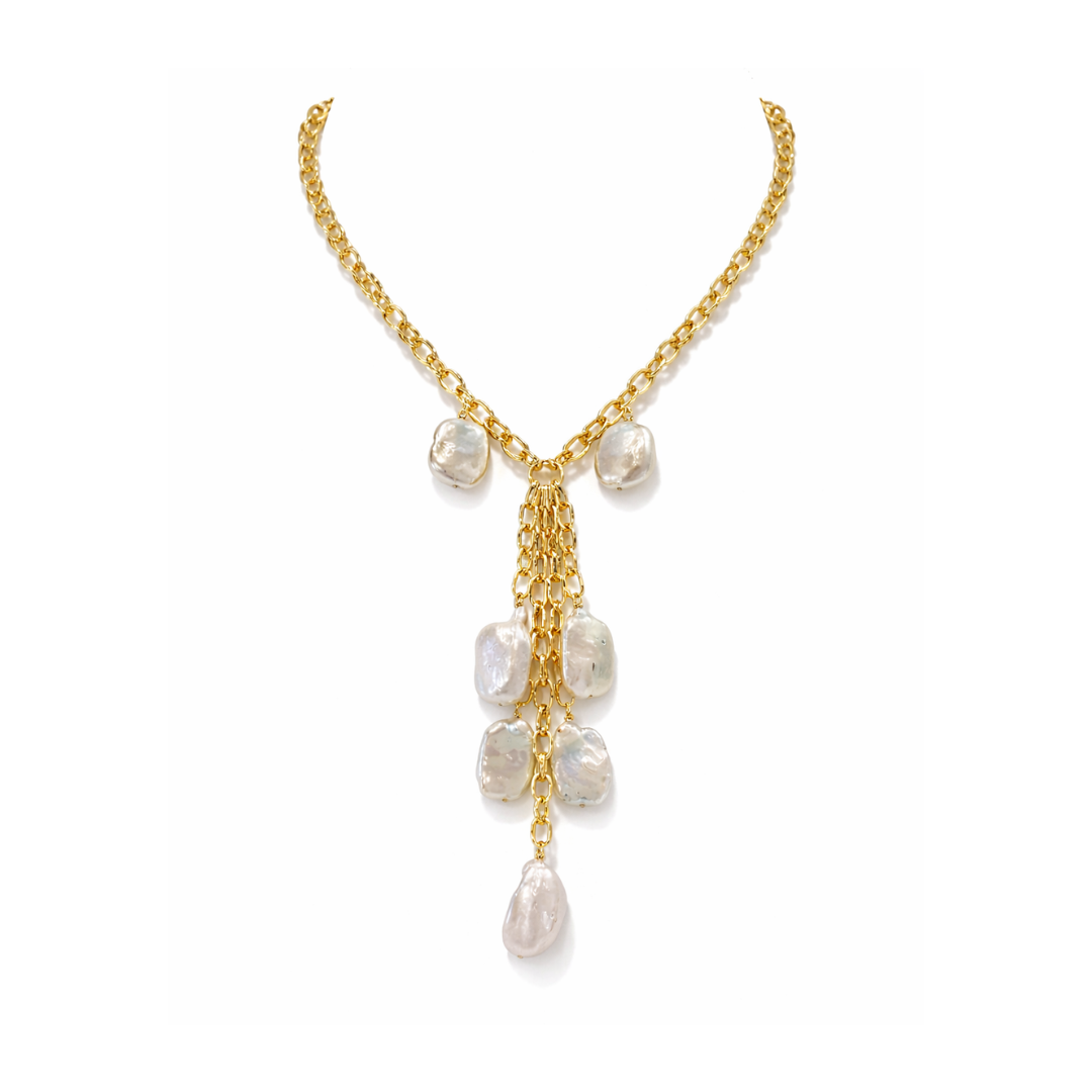 Mykonos Tassel Pearl Necklace