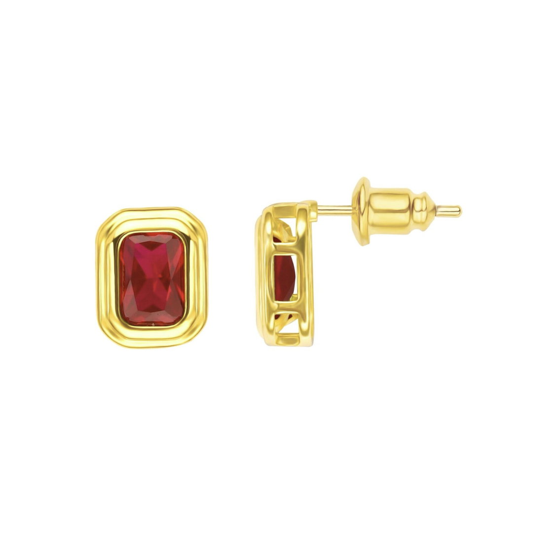 Clementine Ruby Bezel Studs