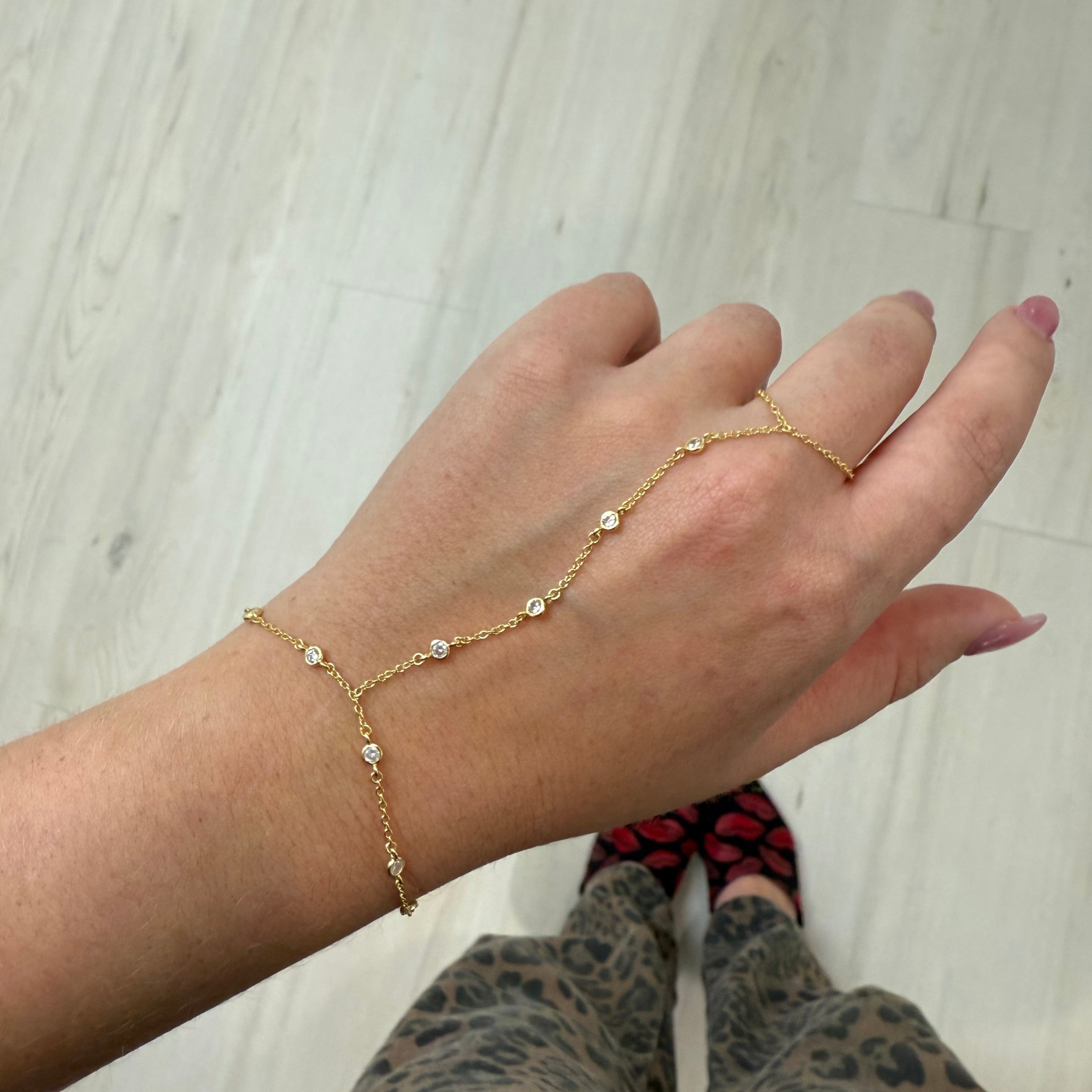 Floating Diamond Hand Chain Bracelet
