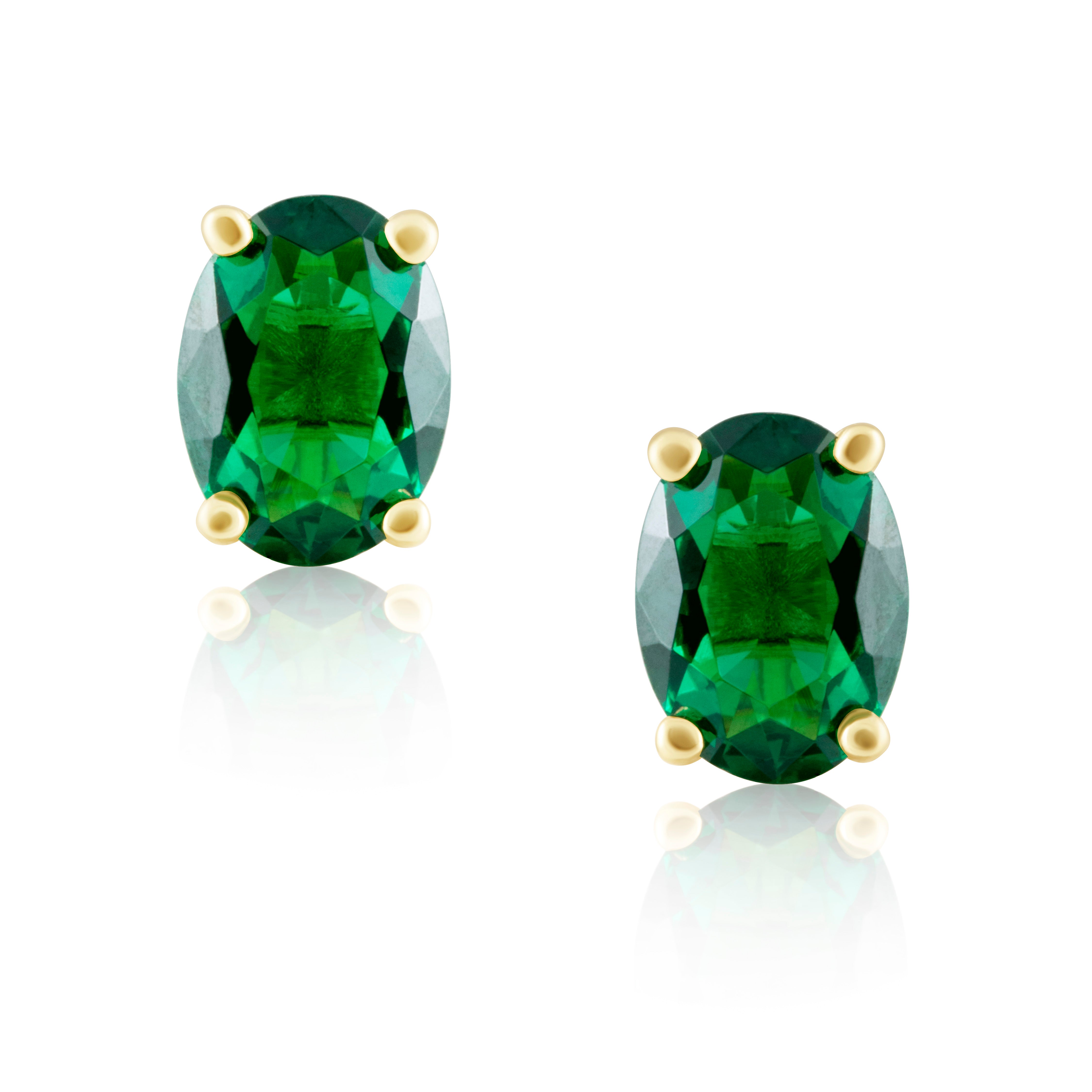 Emerald Oval Cut Studs