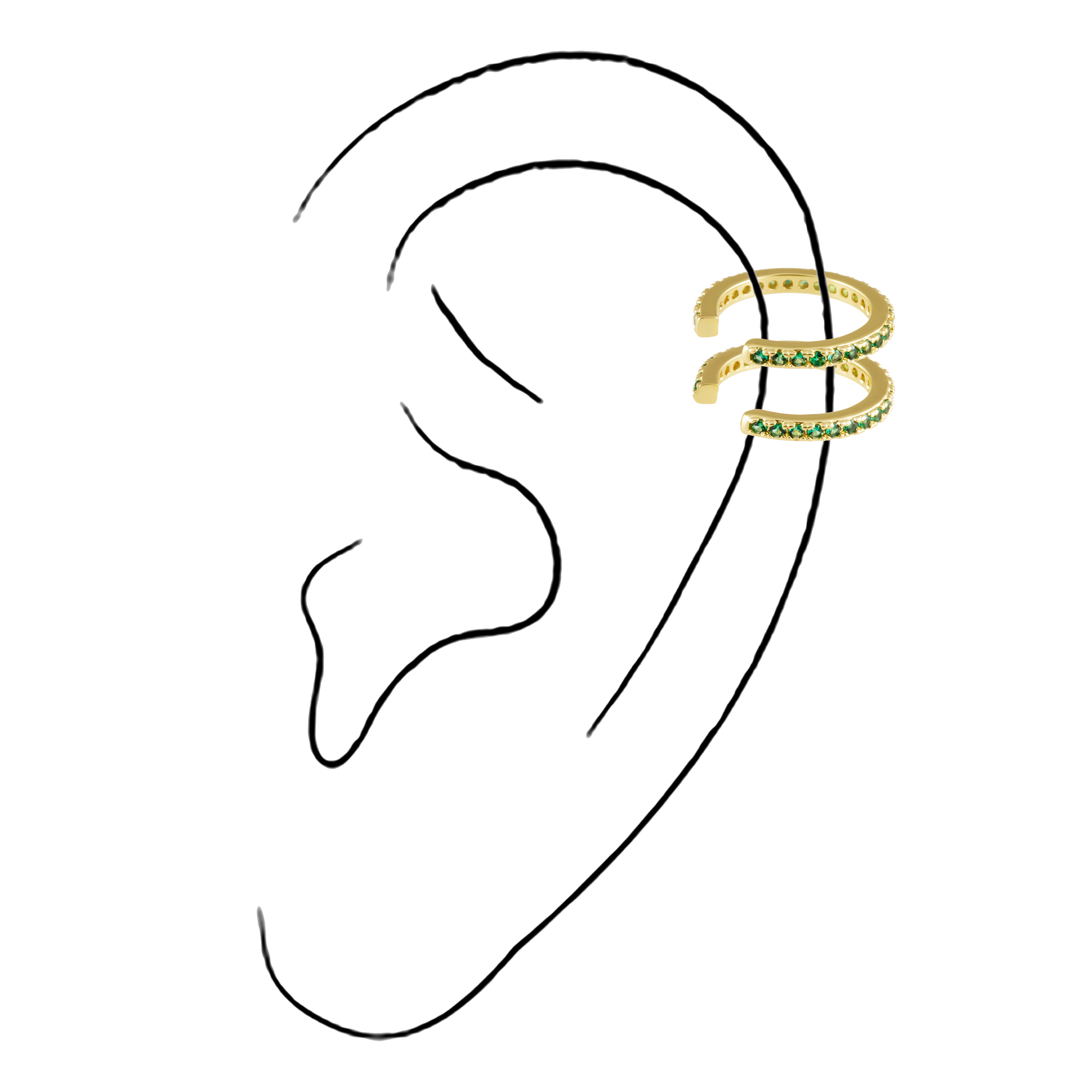 Sparkle Pave Ear Cuff - Emerald