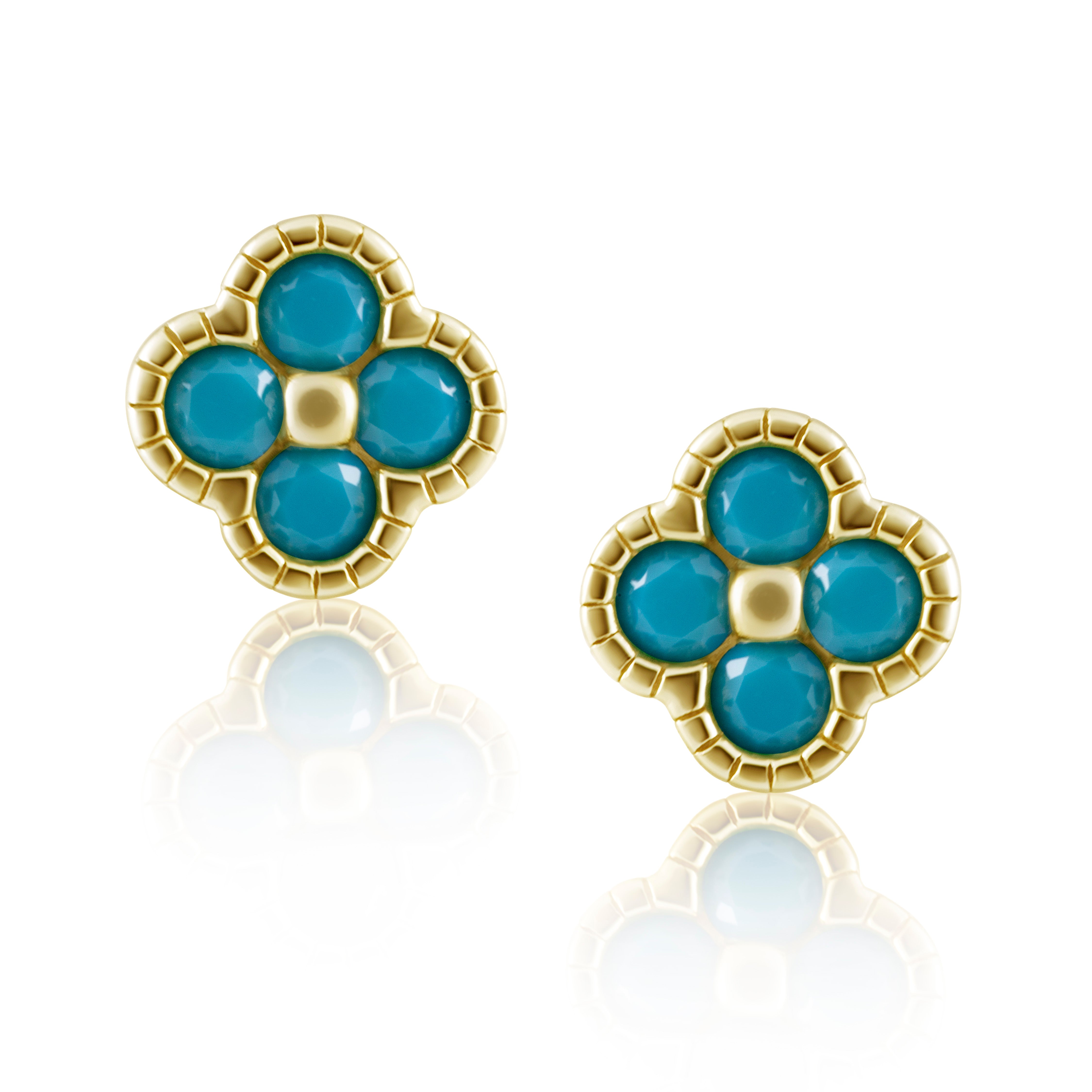 Gracie CZ Clover Studs Turquoise