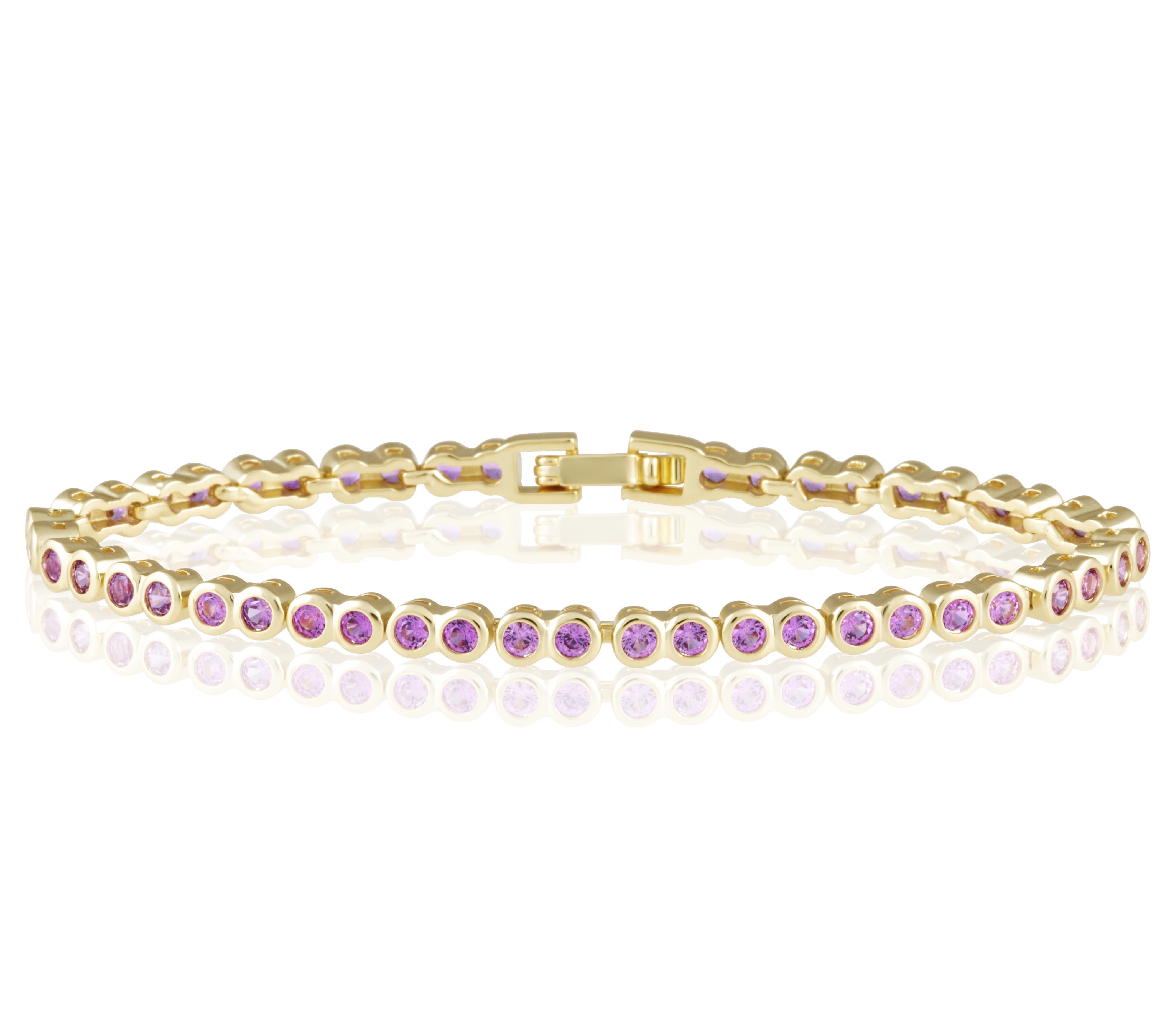 Pulsera de tenis con bisel - Rosa