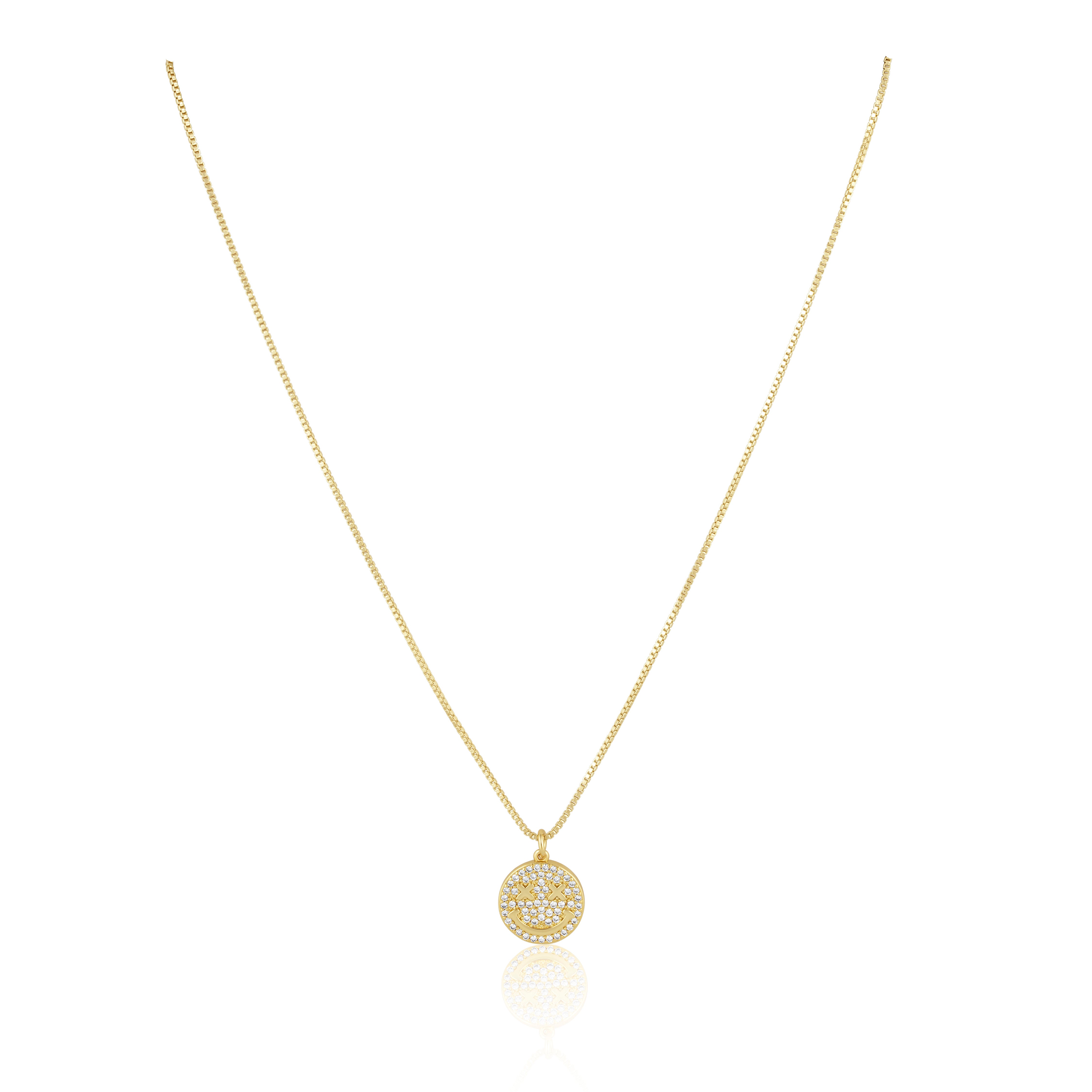 Smiley Pave Pendant Necklace