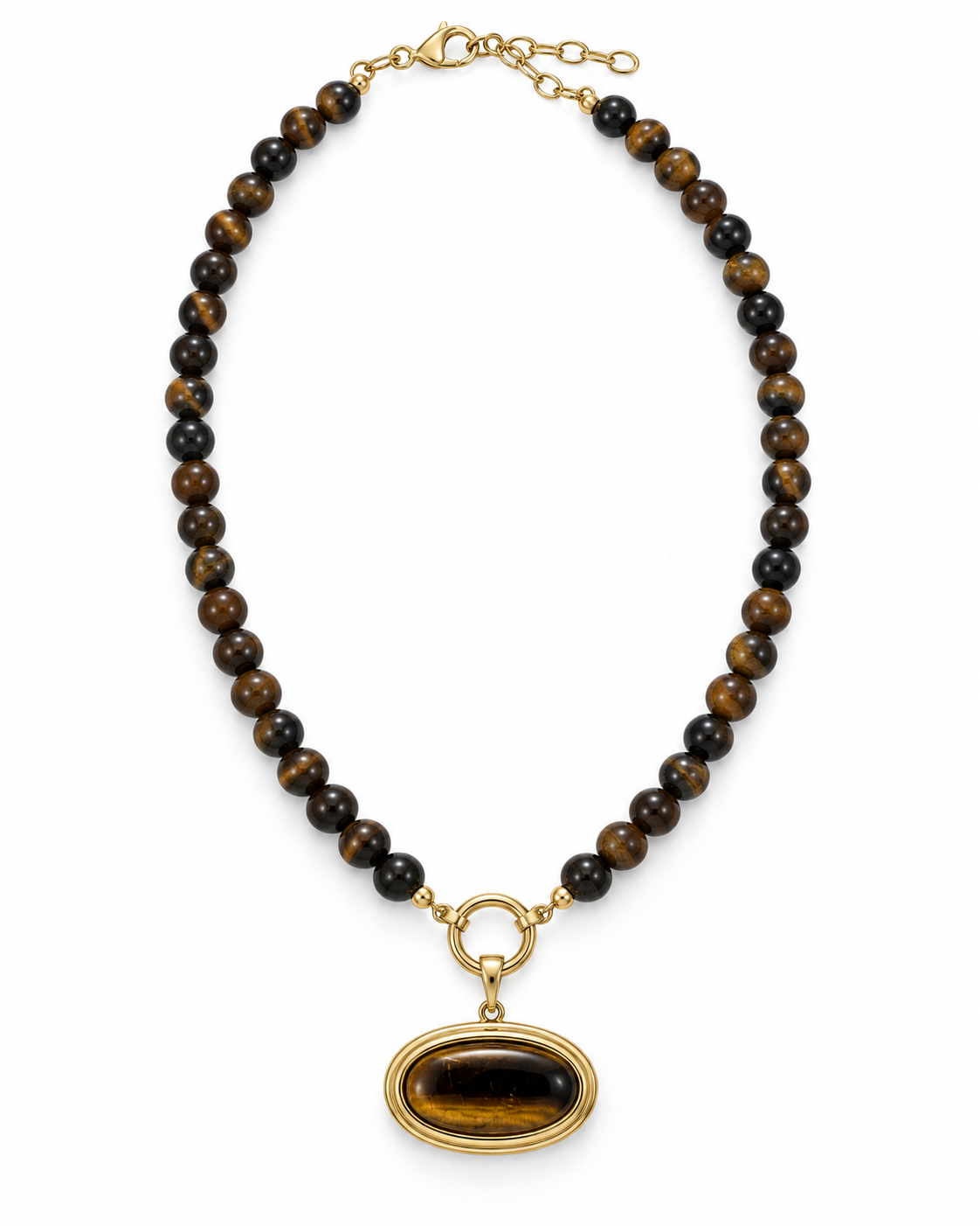 Tiger Eye Beaded Necklace with Pendant