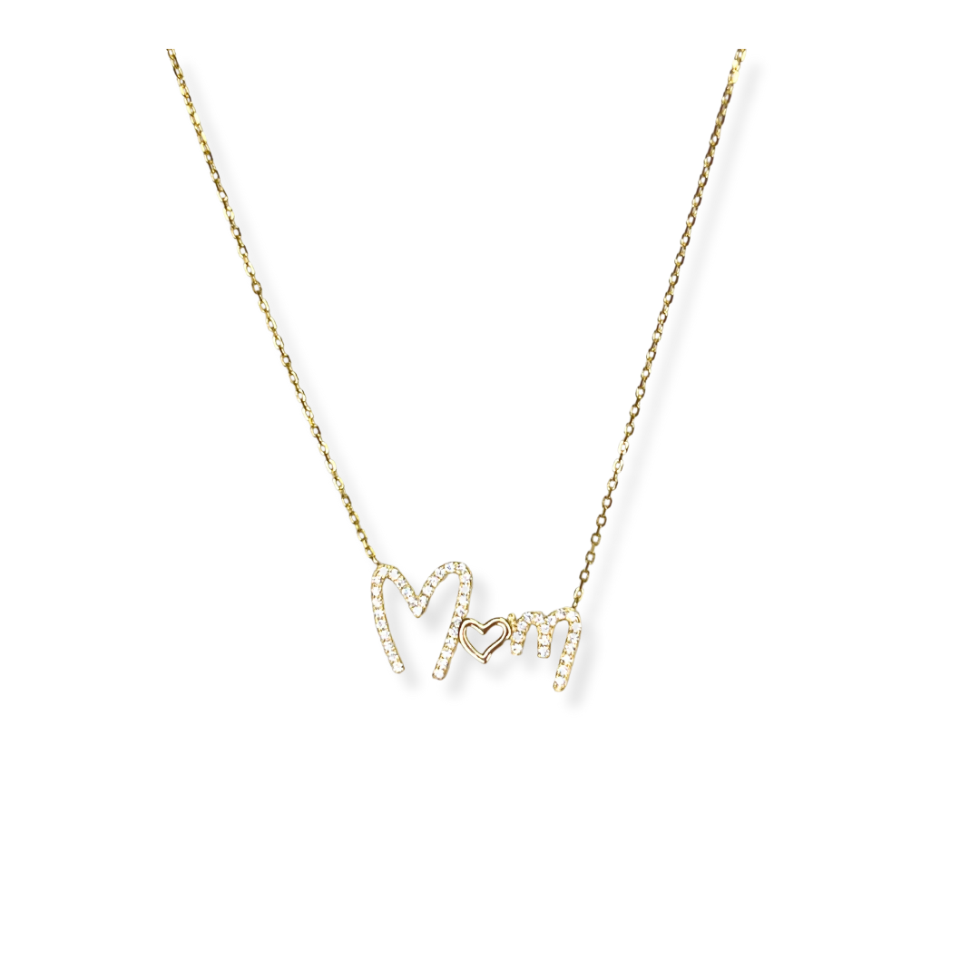 Mom Pave Heart Necklace