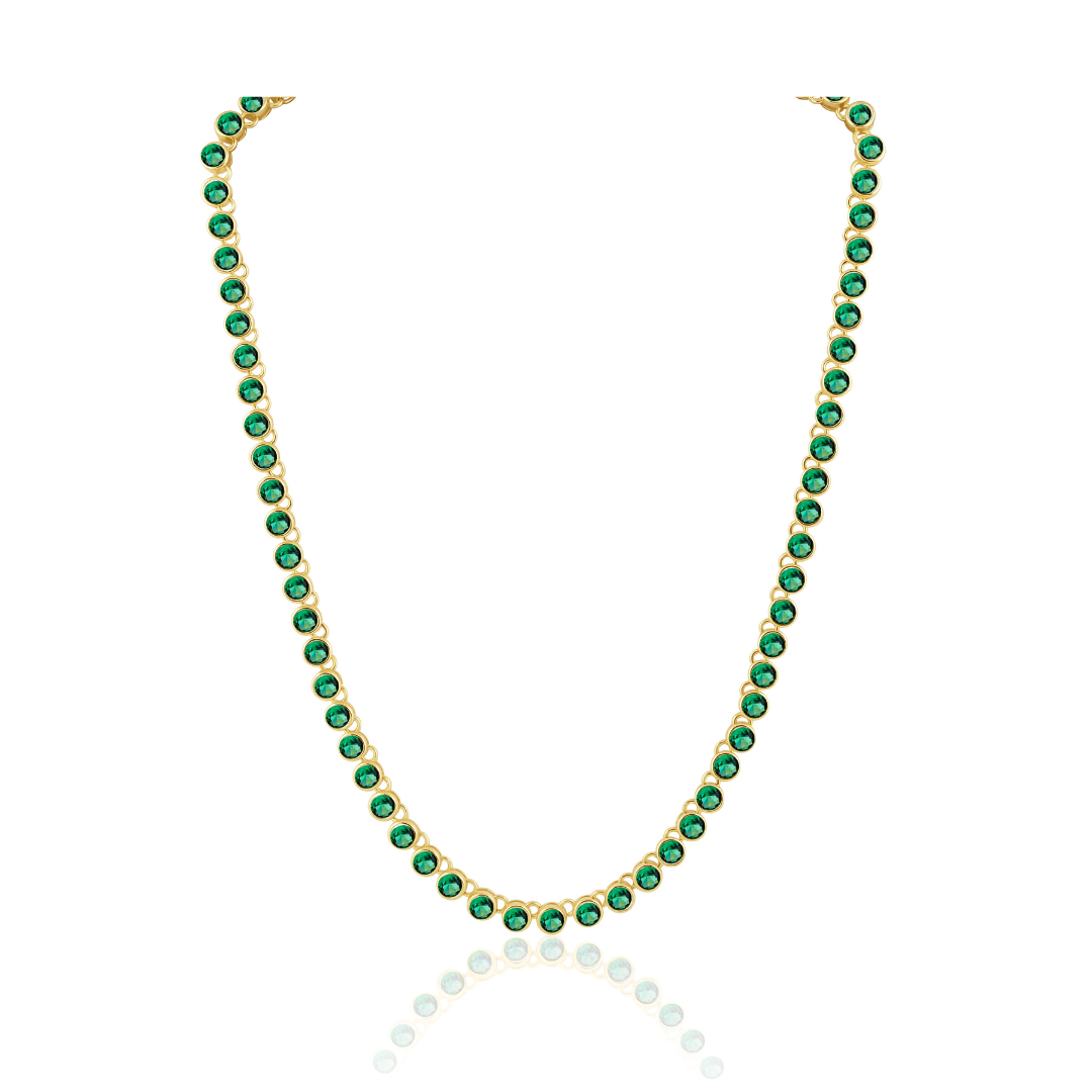 Bezel Tennis Necklace Emerald