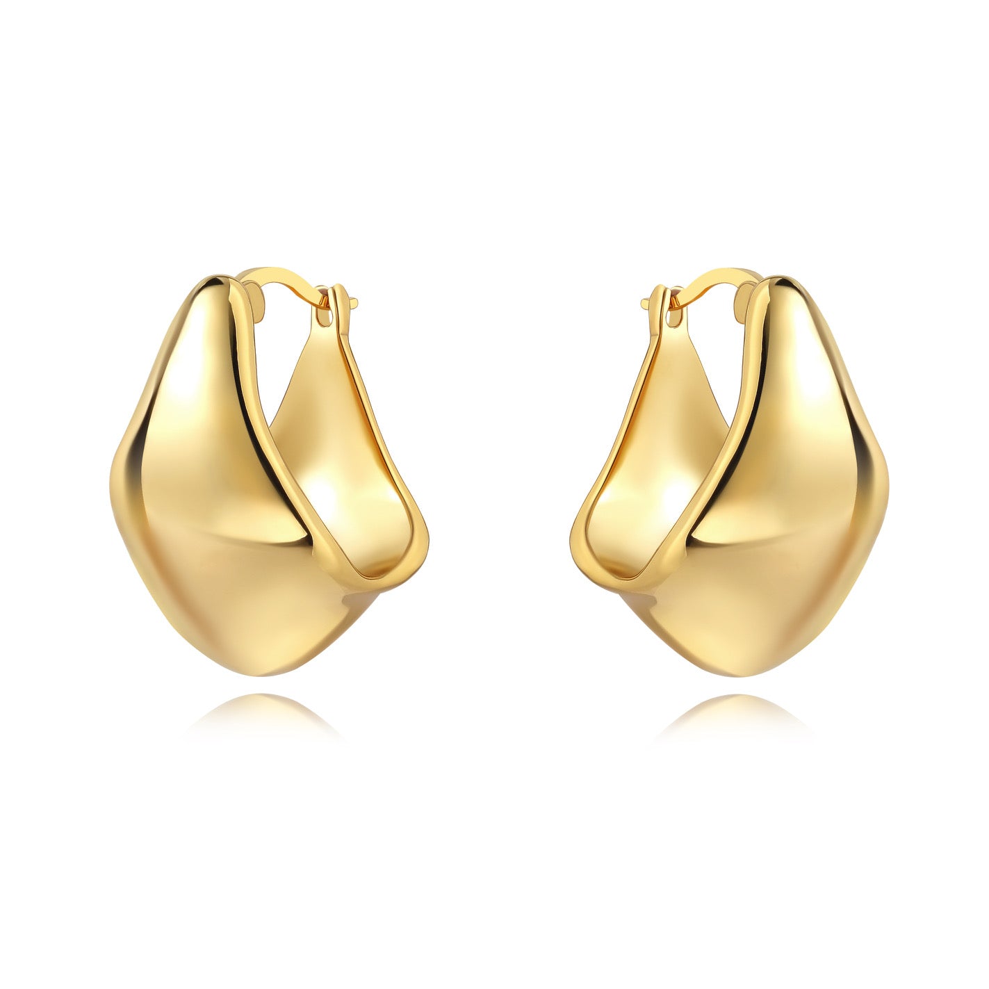 Carson hoop earrings gold 18K gold plated over sterling silver minimalist sleek hypoallergenic water and tarnish resistant