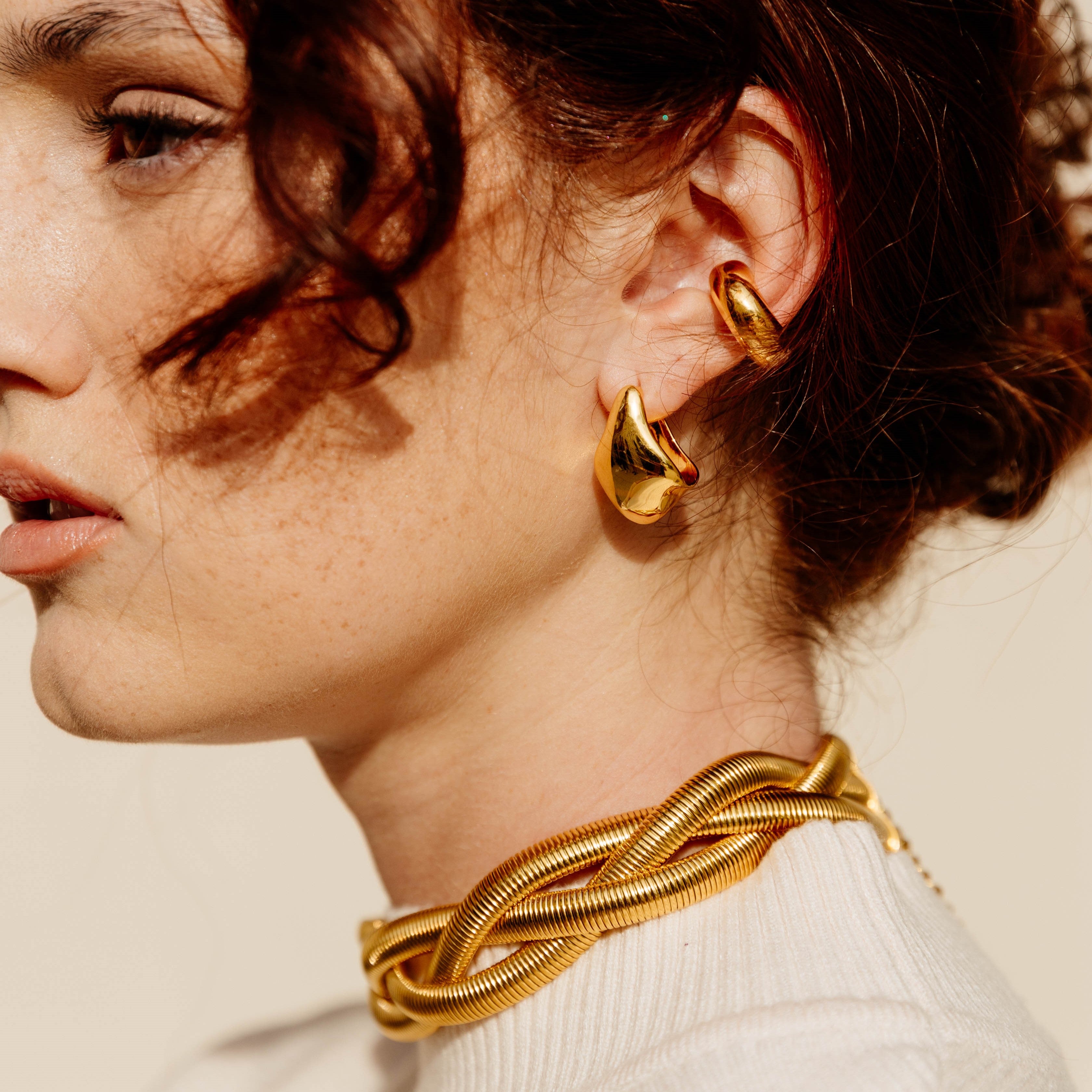 Classic gold hoop earrings 18K gold plated sterling silver simple elegant hoops