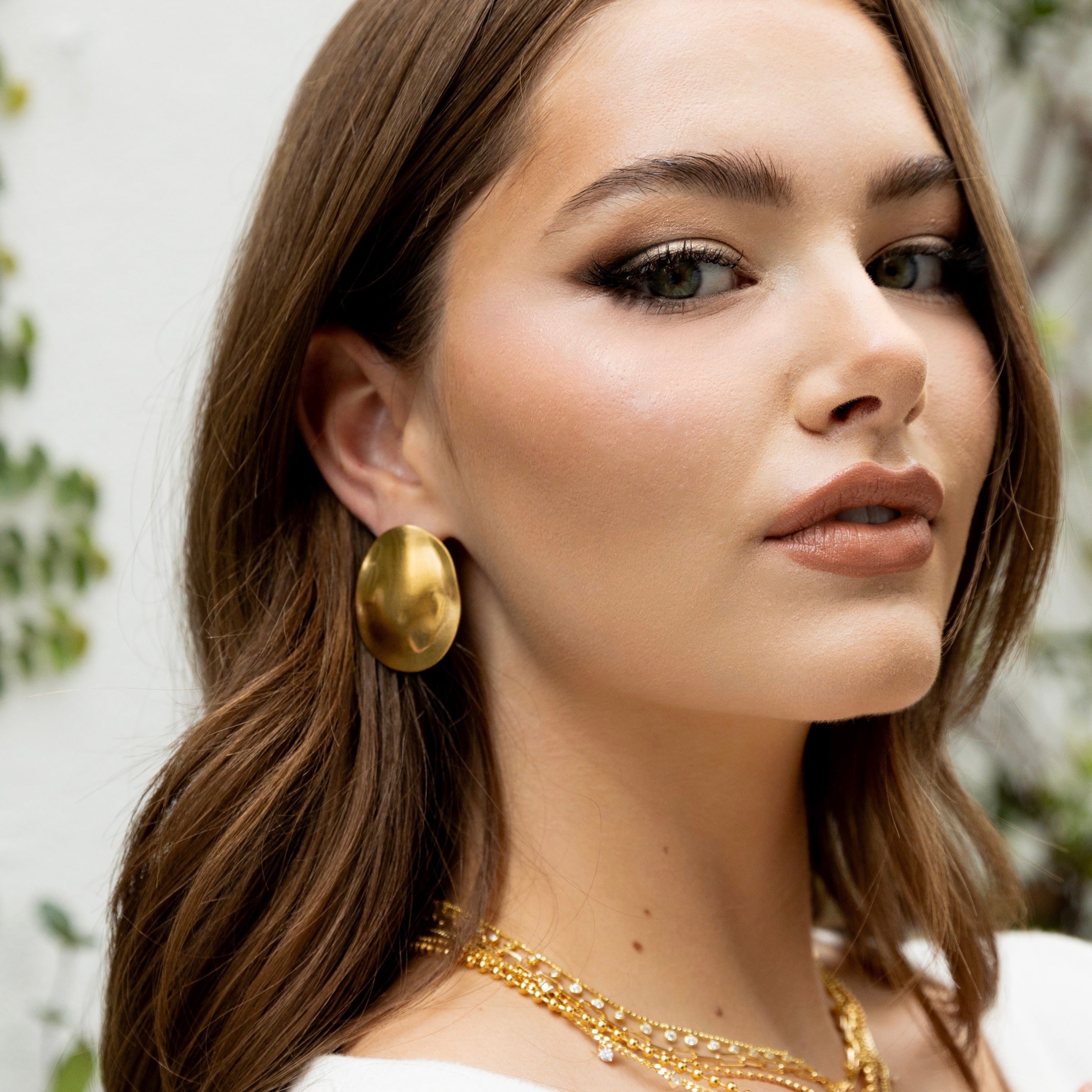 27mm gold statement hoop earrings Vanessa lightweight elegant hypoallergenic everyday jewelry