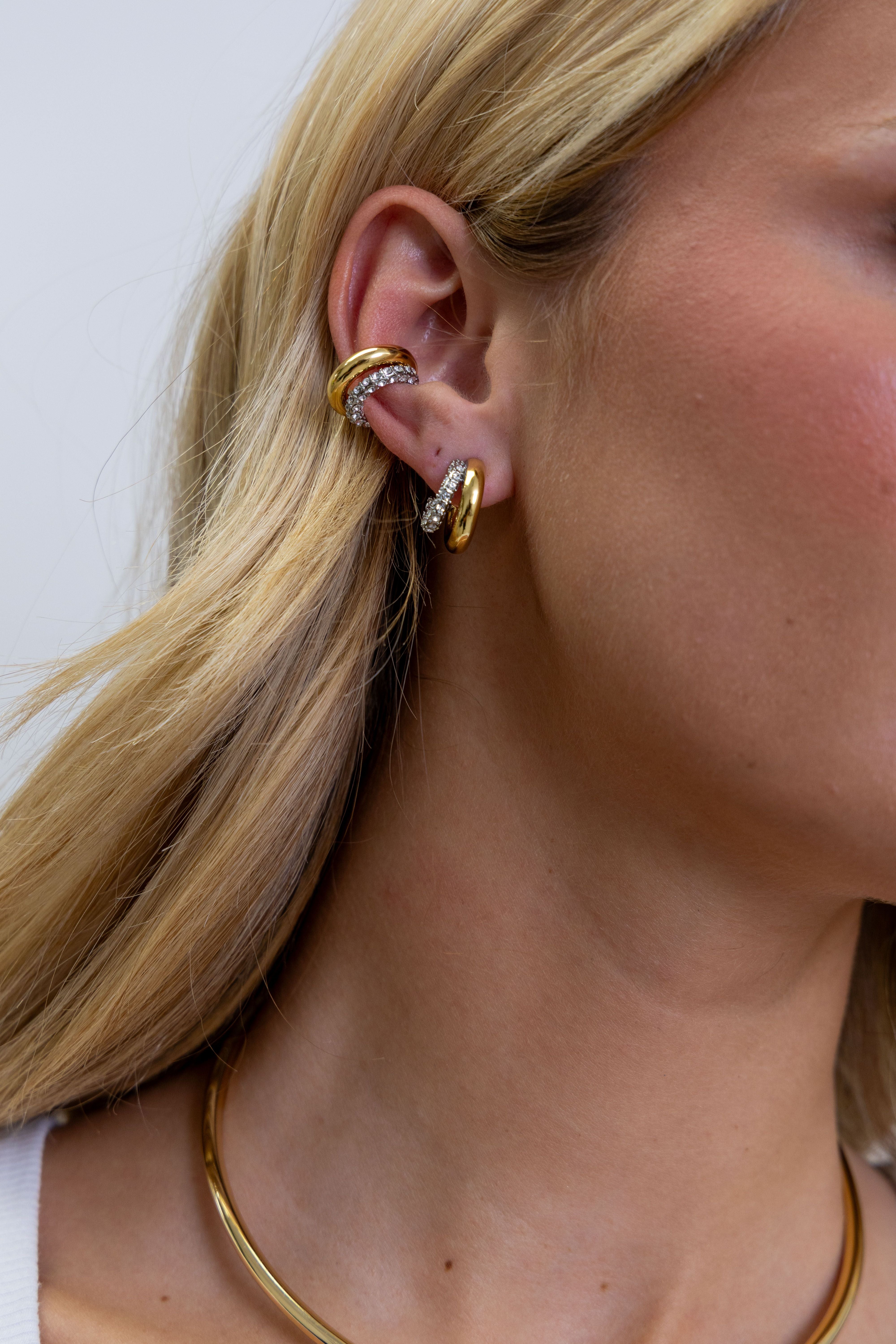 Kendall Two Tone Pave Hoop