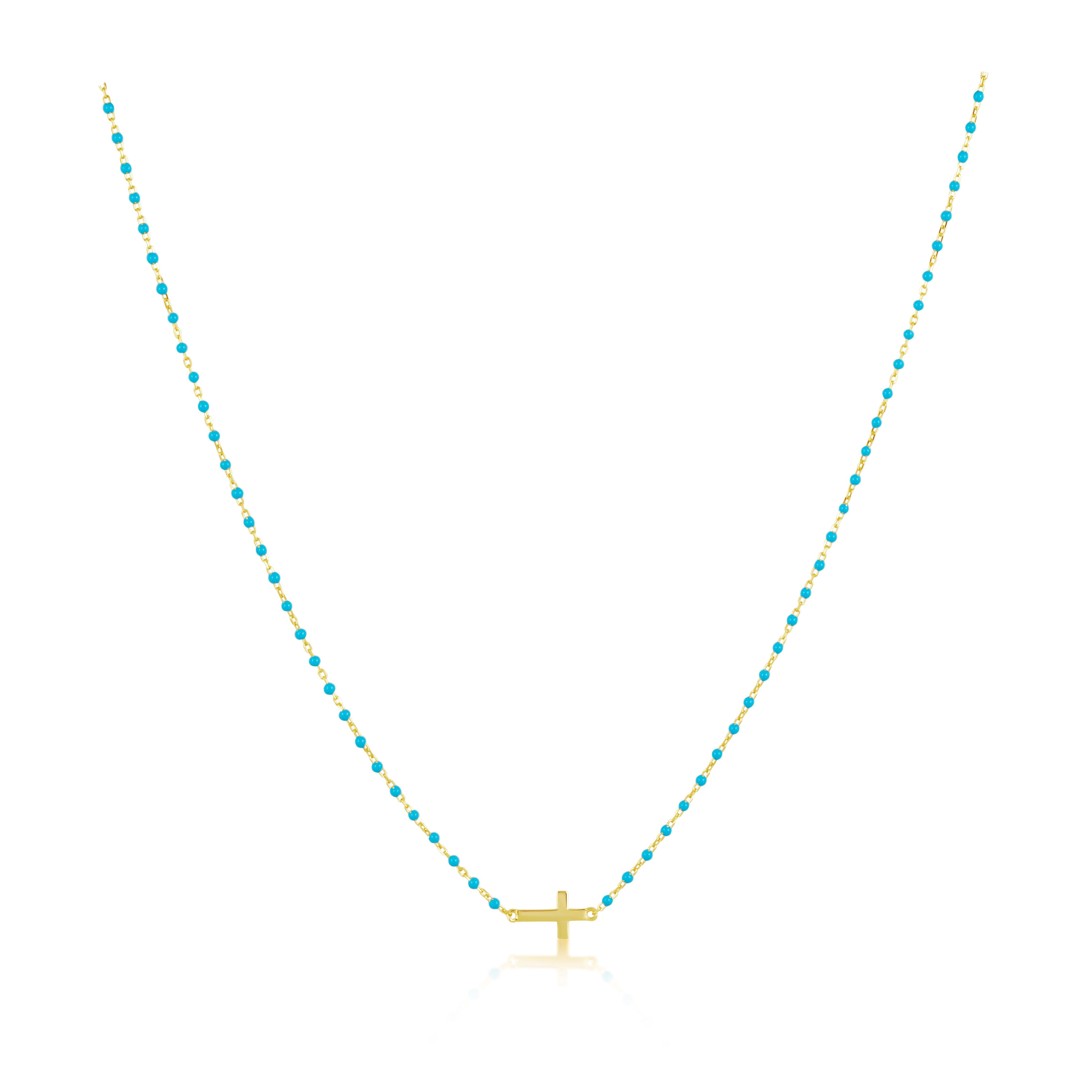 Elsa Side Cross Necklace Turquoise