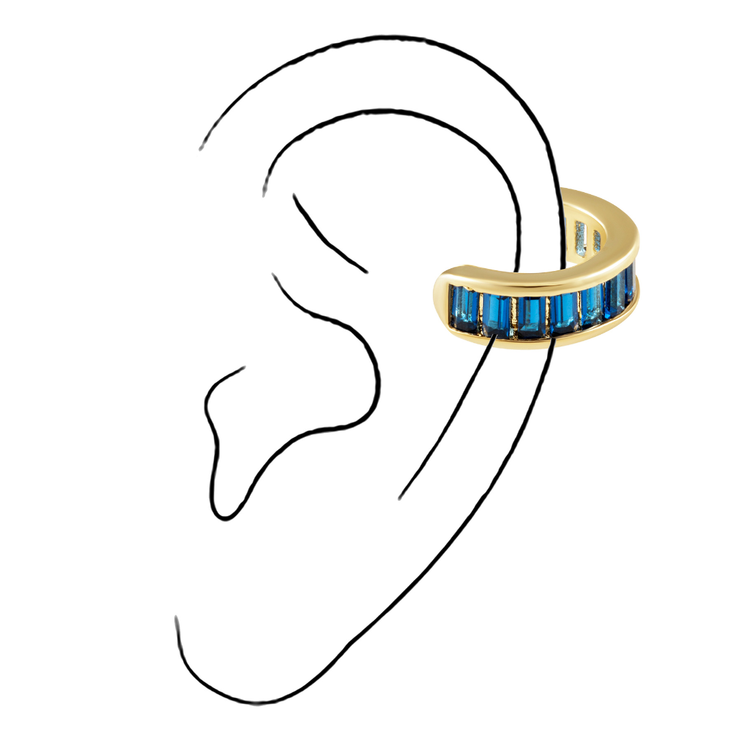 Peyton Cz Ear Cuff Sapphire