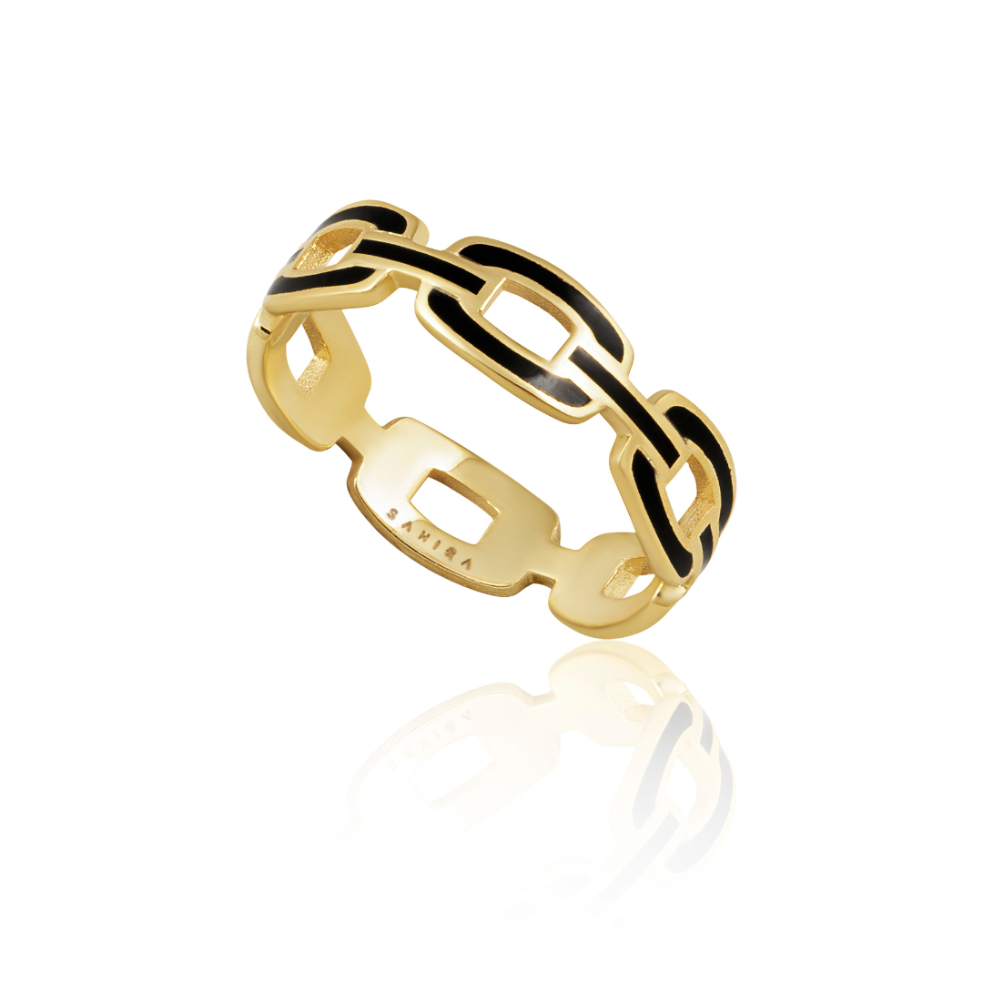 Enamel Link Ring- Black