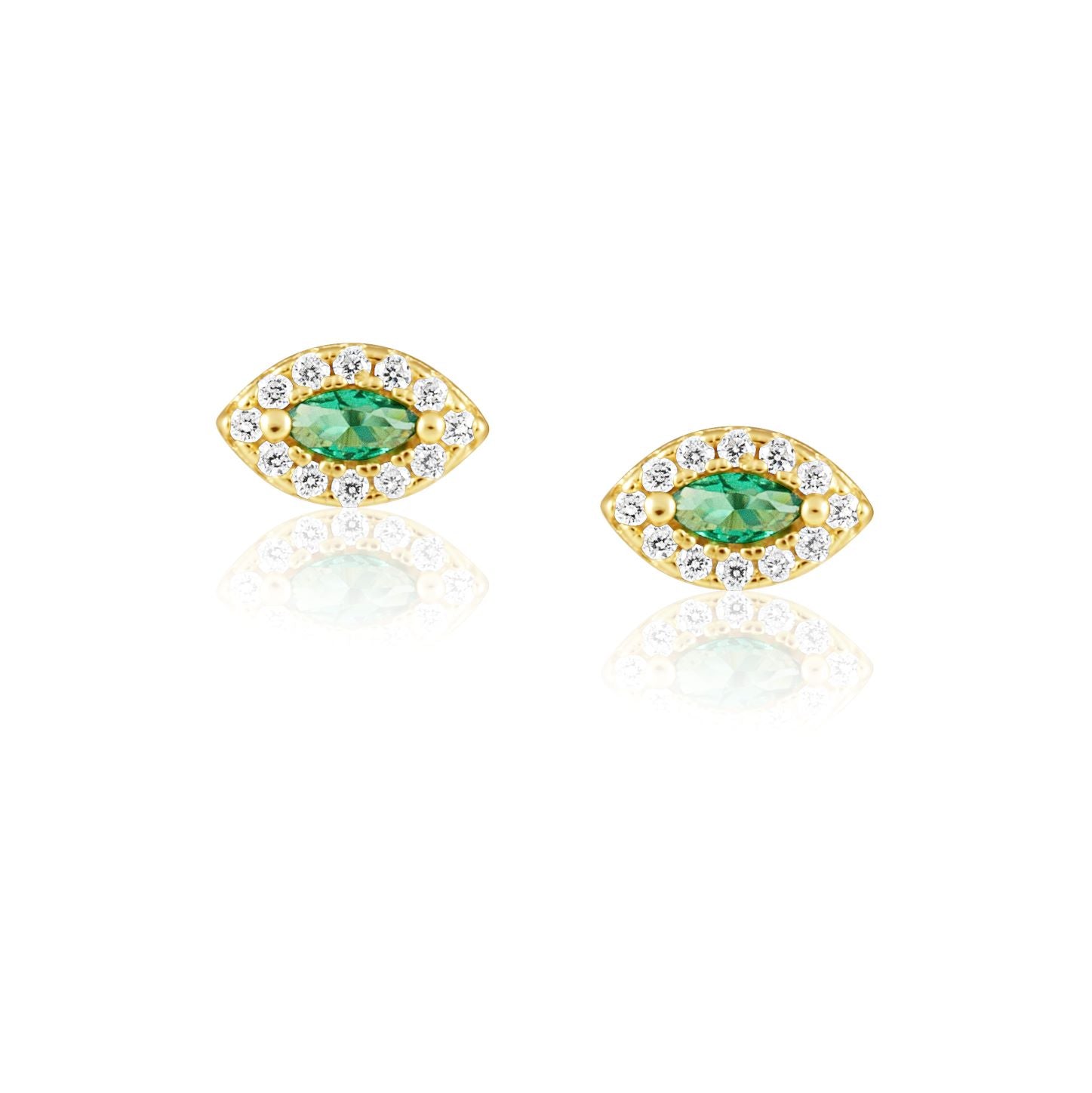 Alma Emerald Evil Eye Studs Earring Sahira Jewelry Design