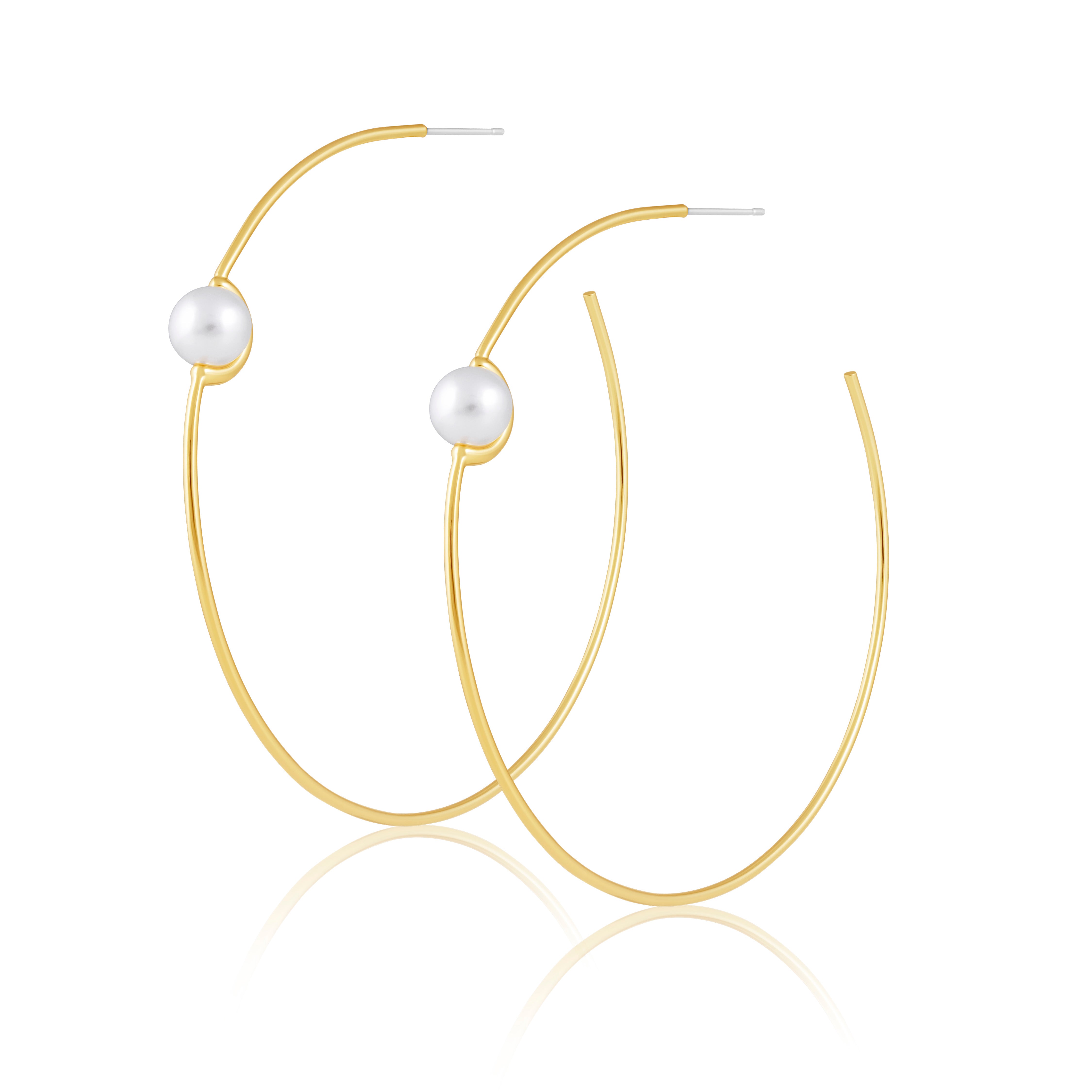 Belize Pearl Hoop Earrings Sahira Jewelry Design