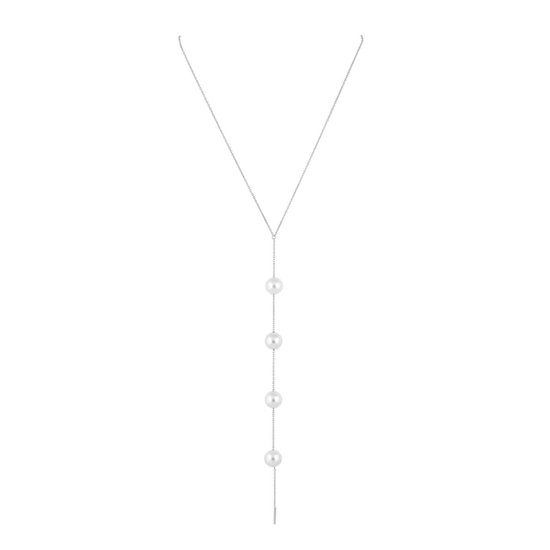 Cindy Pearl Lariat Necklaces Sahira Jewelry Design Silver 