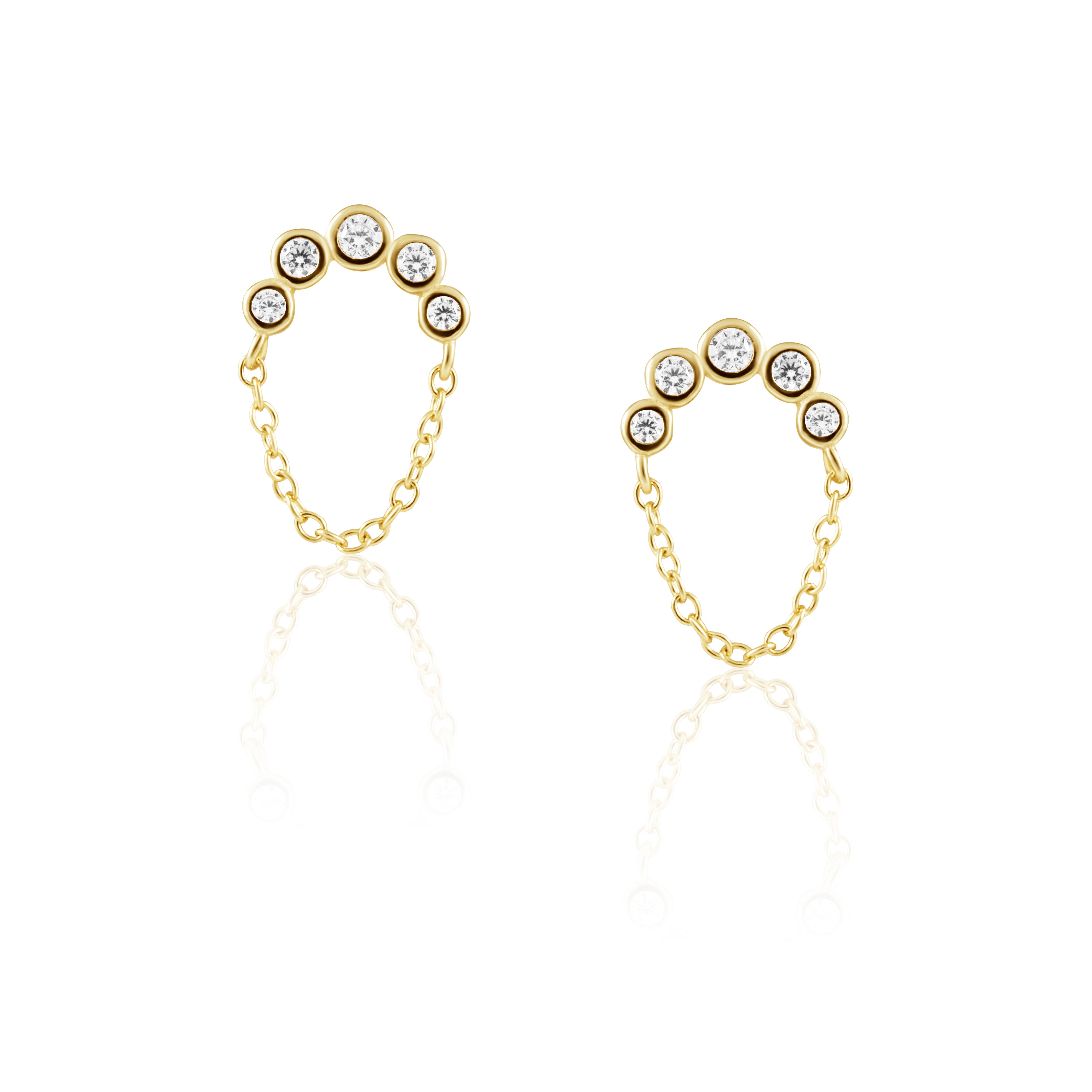 Crescent Chain CZ Studs Earring Sahira Jewelry Design