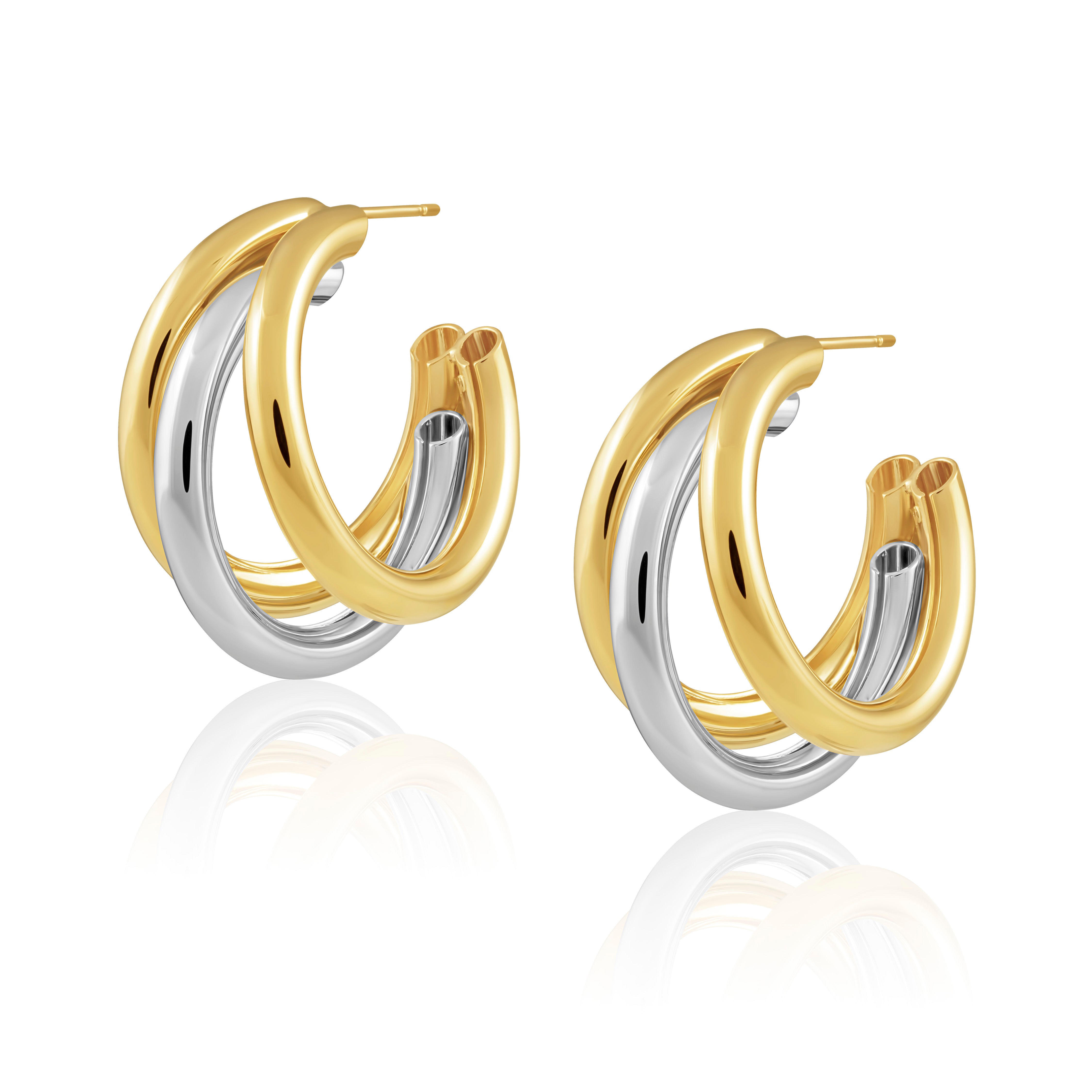 Lexi Tri Hoop - Two Tone Earrings Sahira Jewelry Design