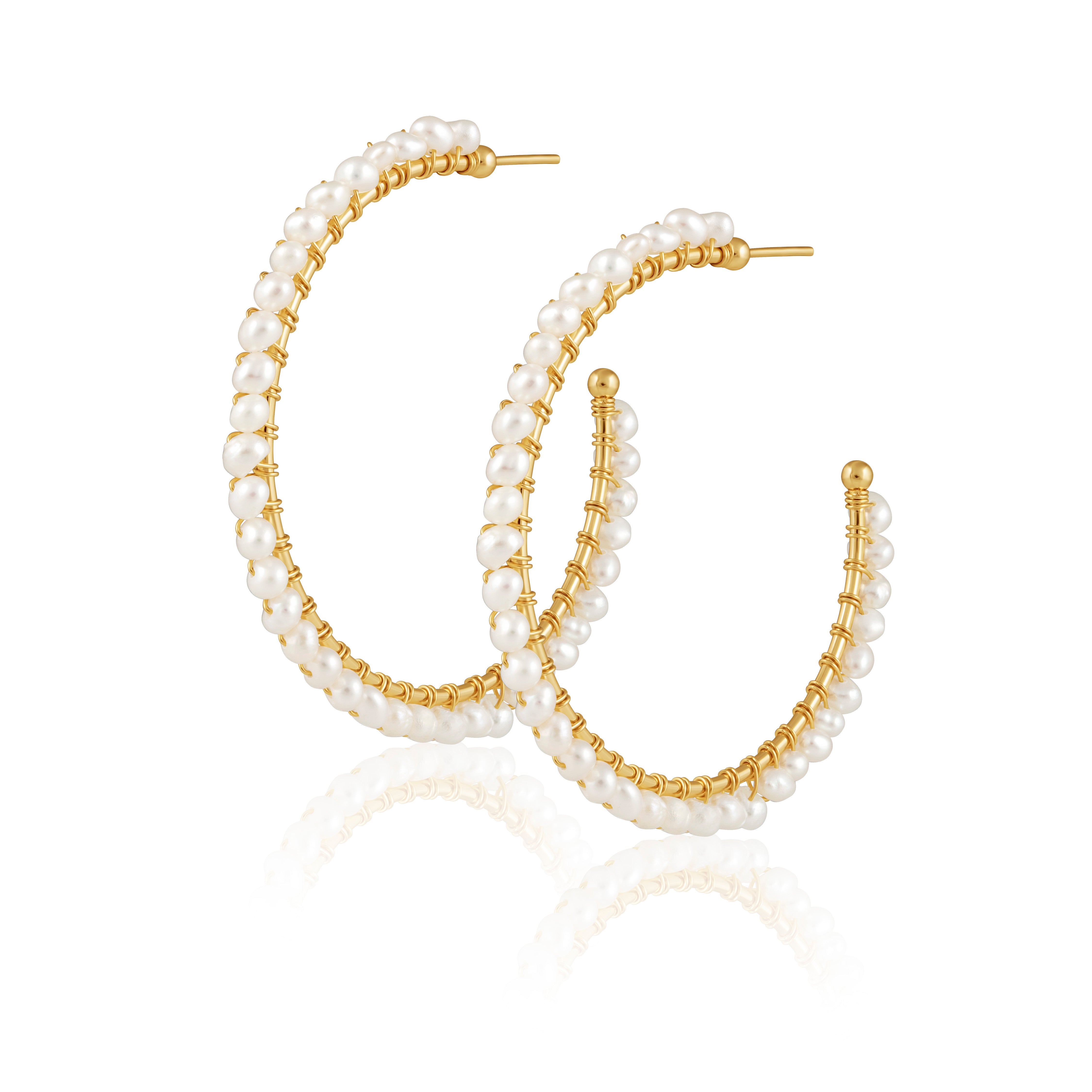 Marilyn Pearl Hoops Earrings Sahira Jewelry Design