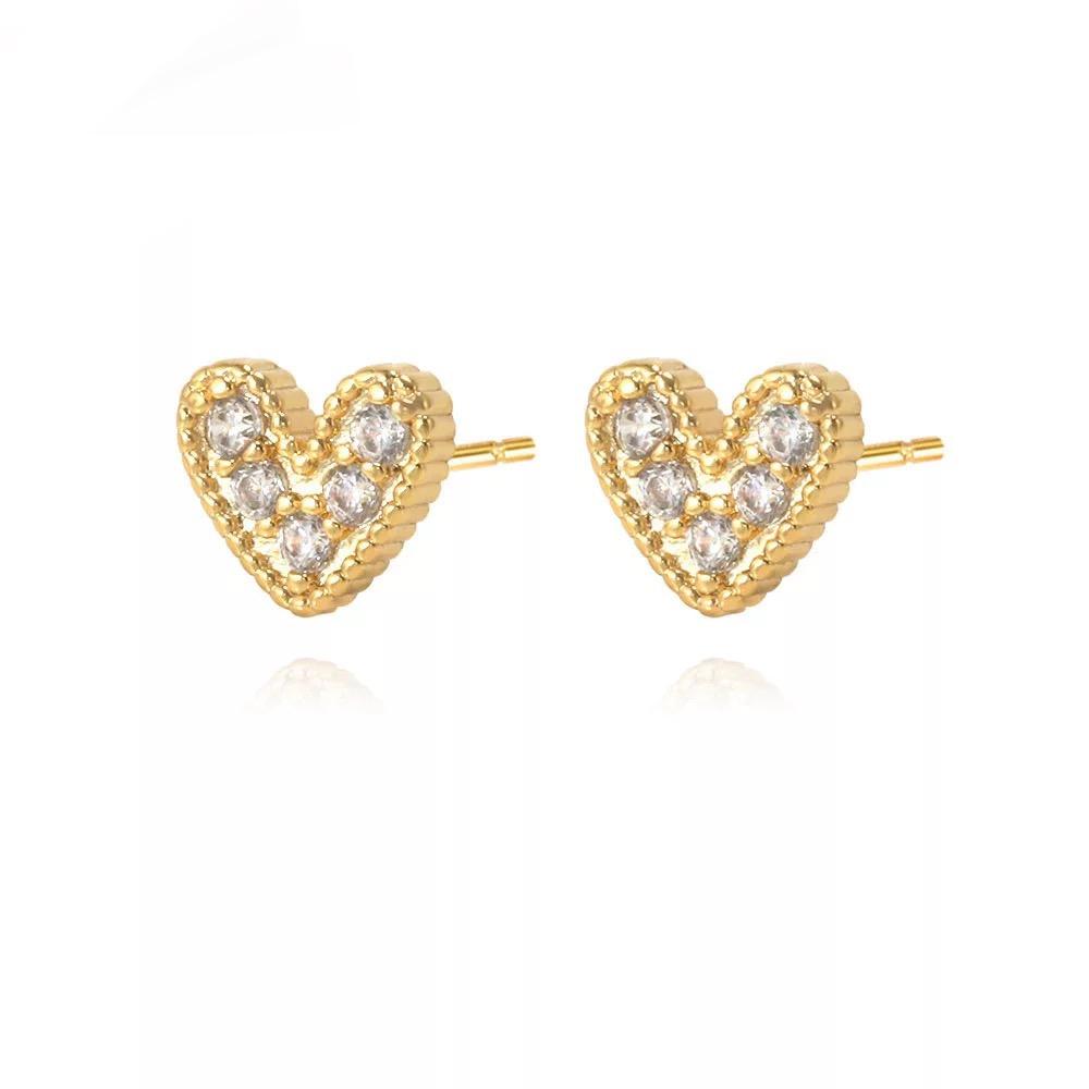 Nia Pave Heart Studs Sahira Jewelry Design