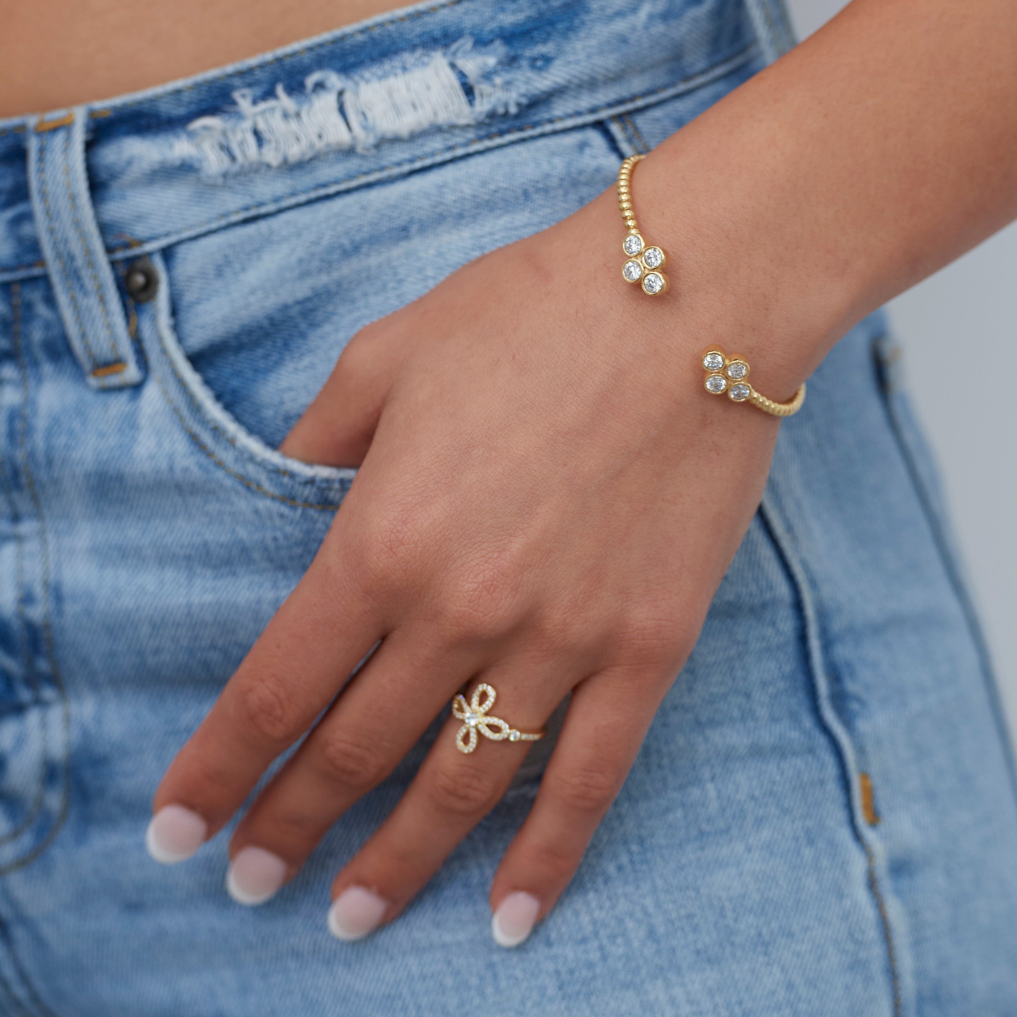 Oriana Flower Cuff Bracelet Sahira Jewelry Design