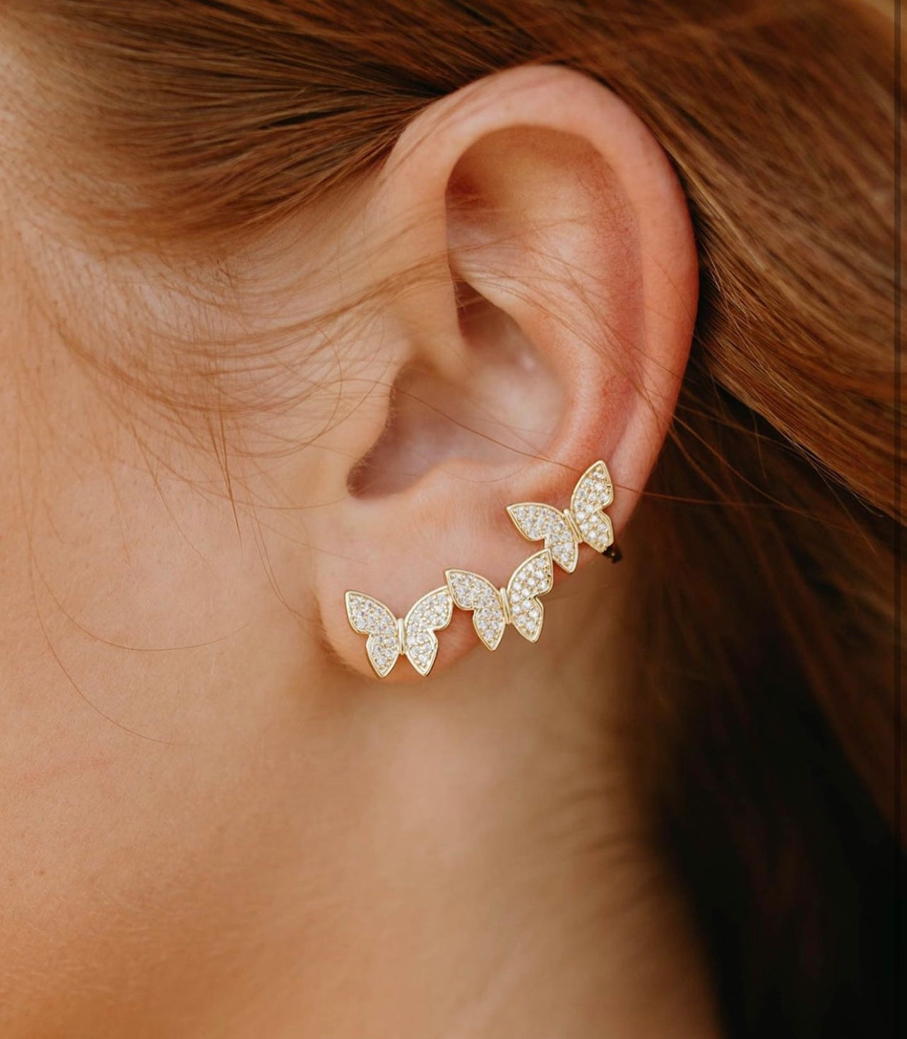 Pave Butterfly Ear Crawlers Earrings Sahira Jewelry Design