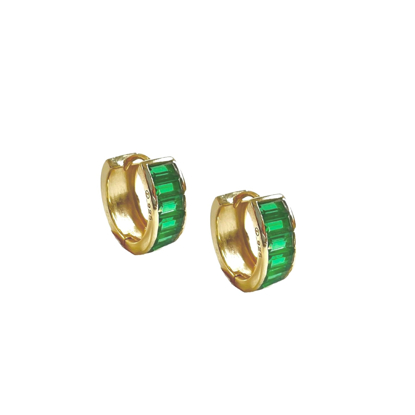 Peyton Emerald Cz Huggies Earrings Sahira Jewelry Design