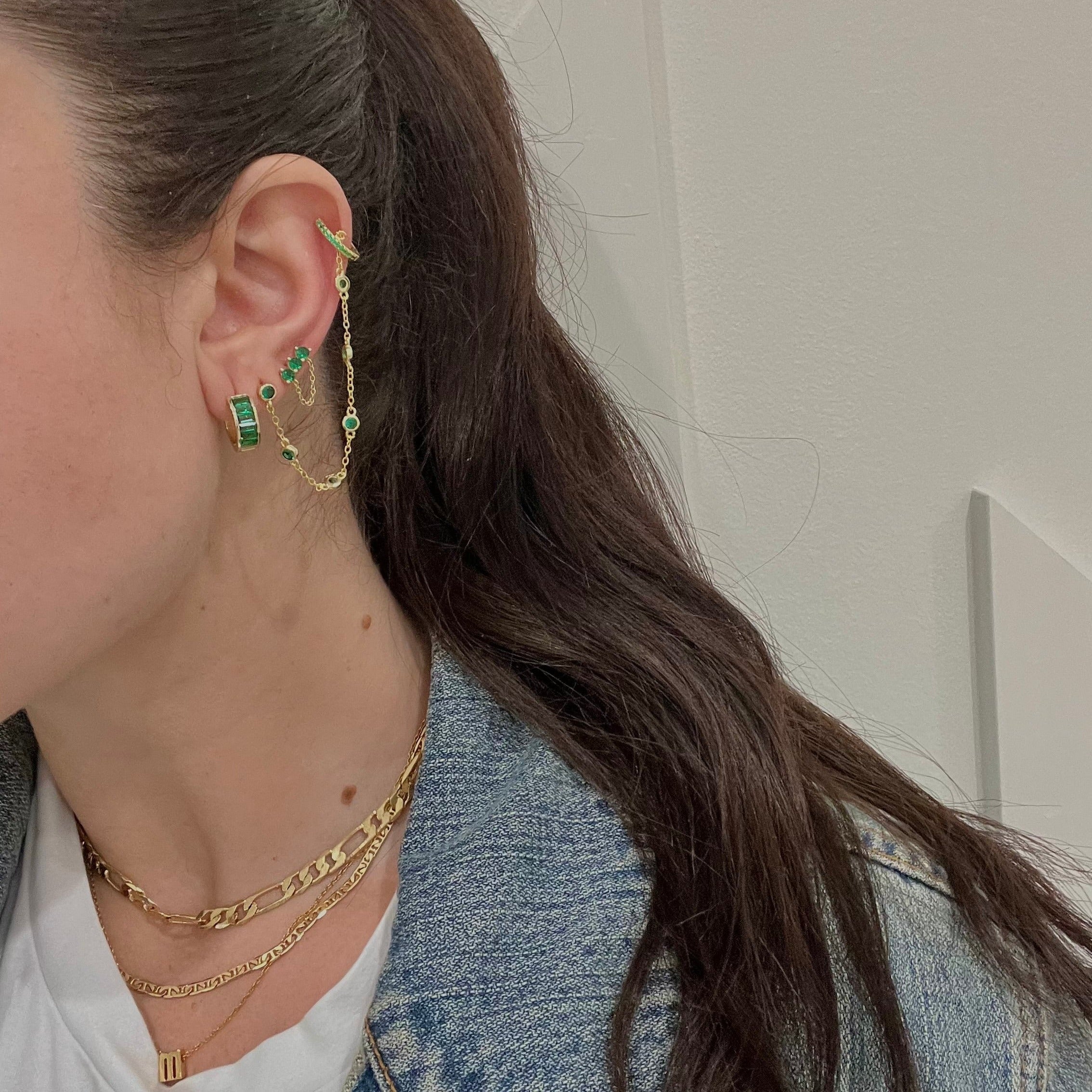 Peyton Emerald Cz Huggies Earrings Sahira Jewelry Design