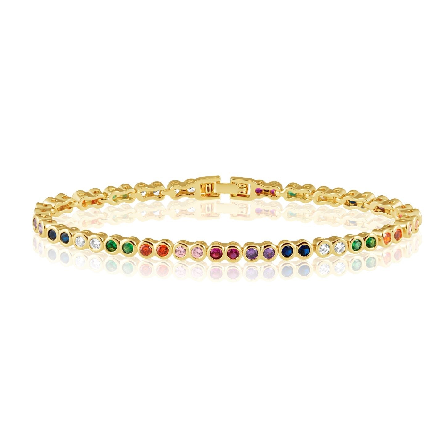 Rainbow Bezel Tennis Bracelet Bracelet Sahira Jewelry Design
