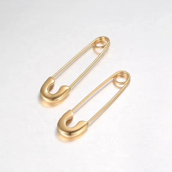 18k SAUDI GOLD SAFETY outlets PIN EARRINGS