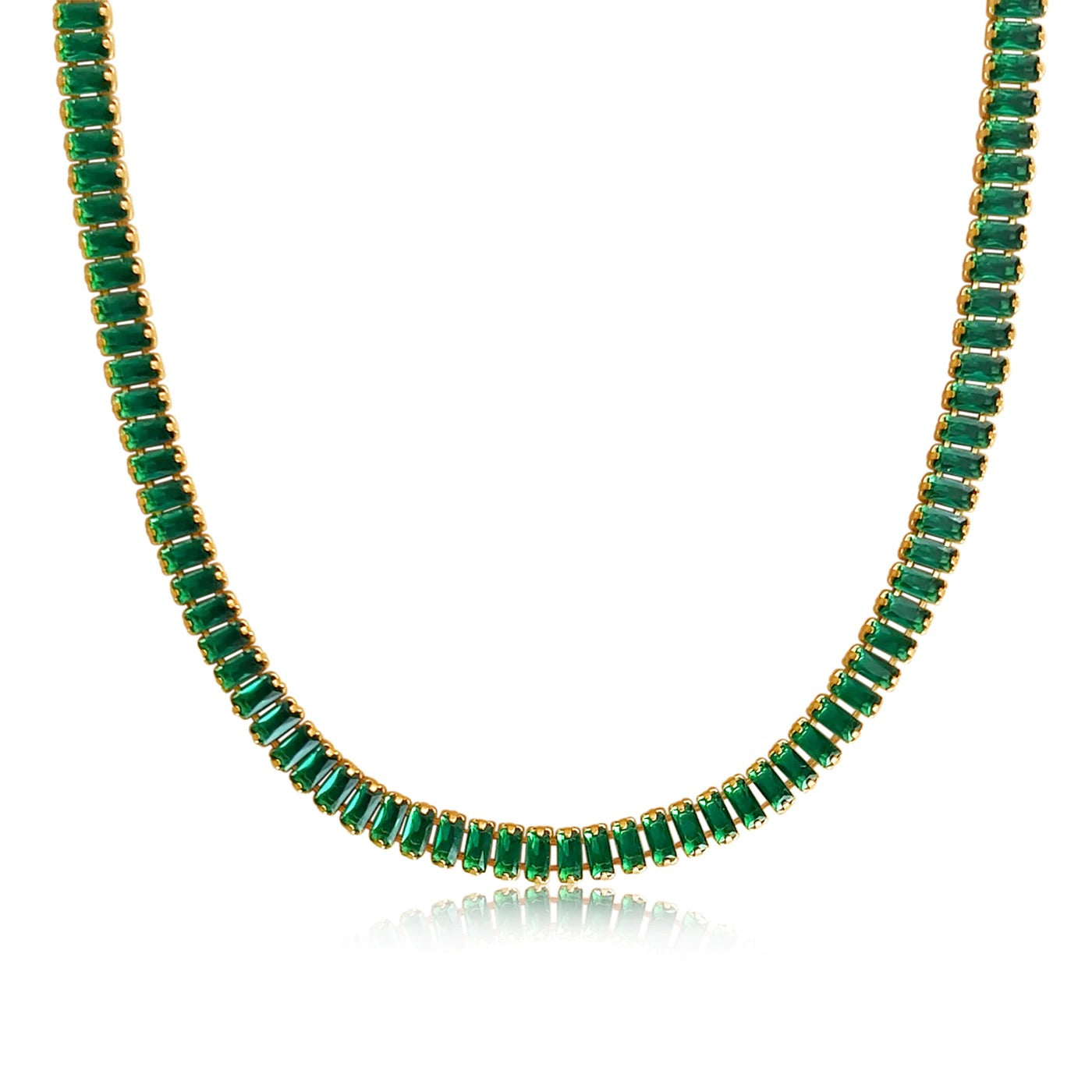 Shayna Baguette Necklace - Emerald Necklace Sahira Jewelry Design