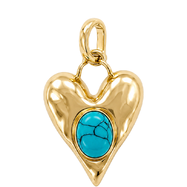 Turquoise Hammered Heart Charm