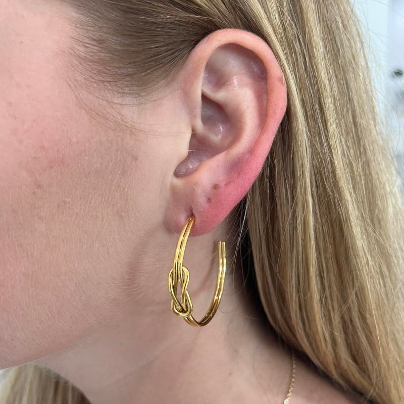 Twist Knot Gold Hoops