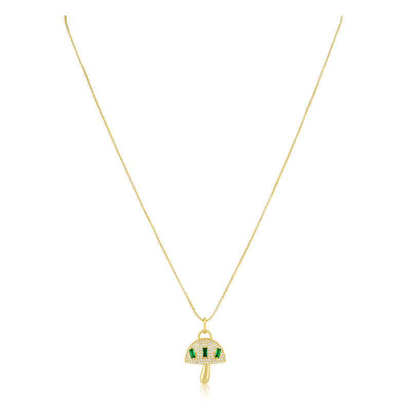 Alice Emerald Mushroom Pendant Necklace