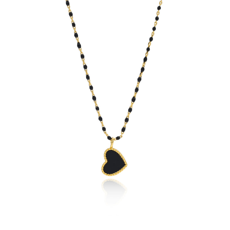 Paisley Heart Necklace Black