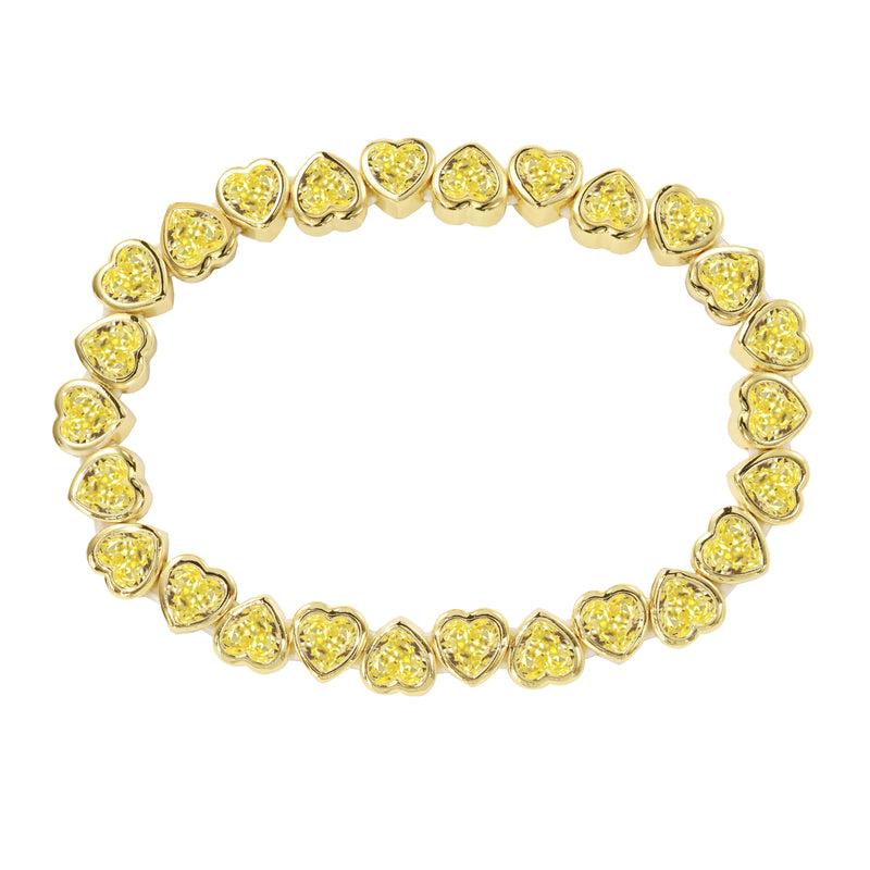 Stretchy Bezel Heart Bracelet Canary