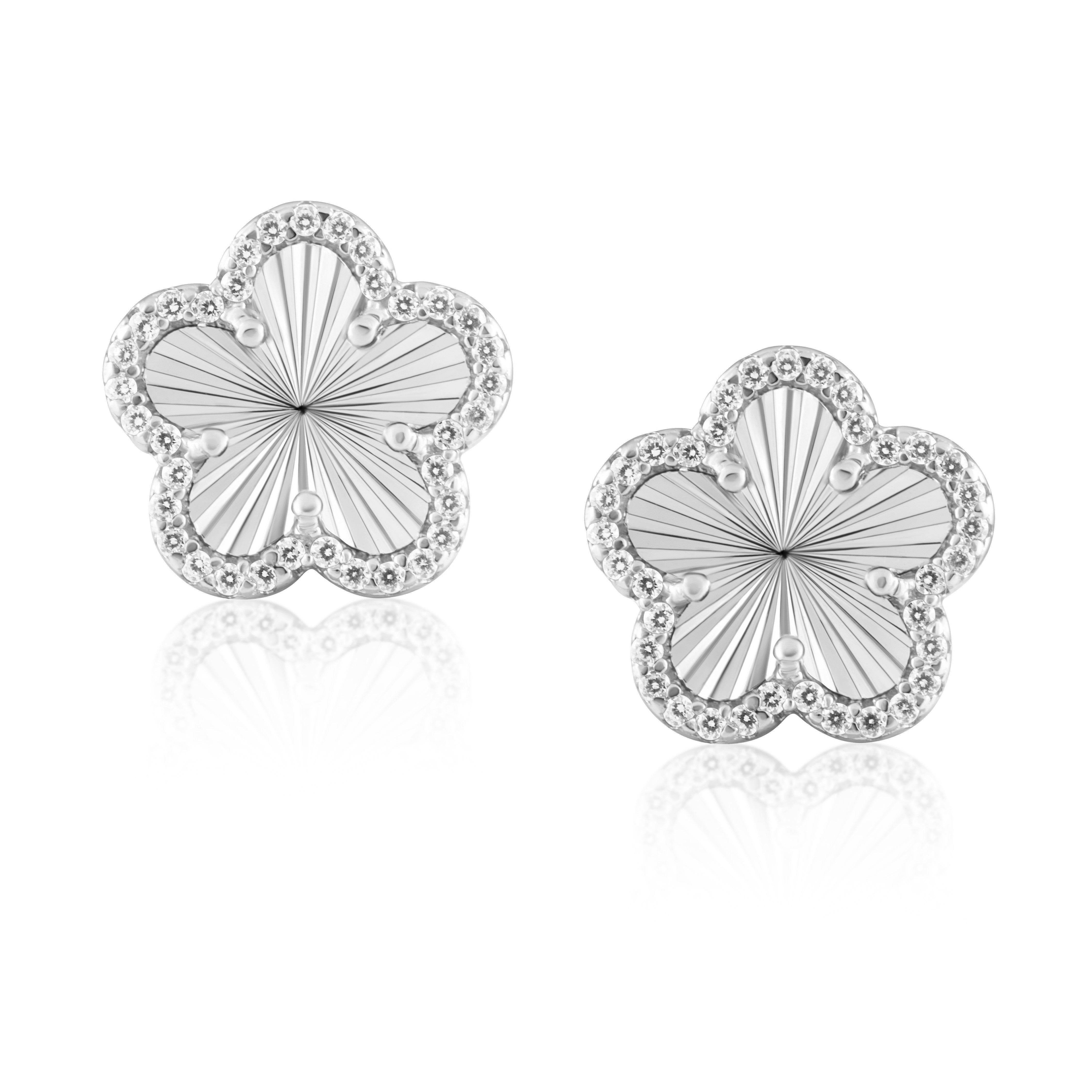 Adeline Pave Outline Clover Studs
