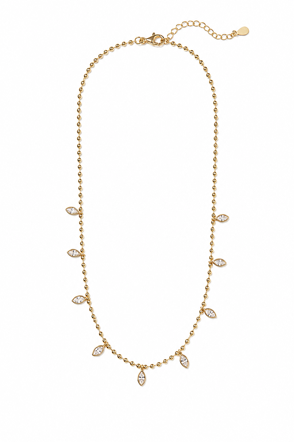 Beaded CZ Marquise Necklace